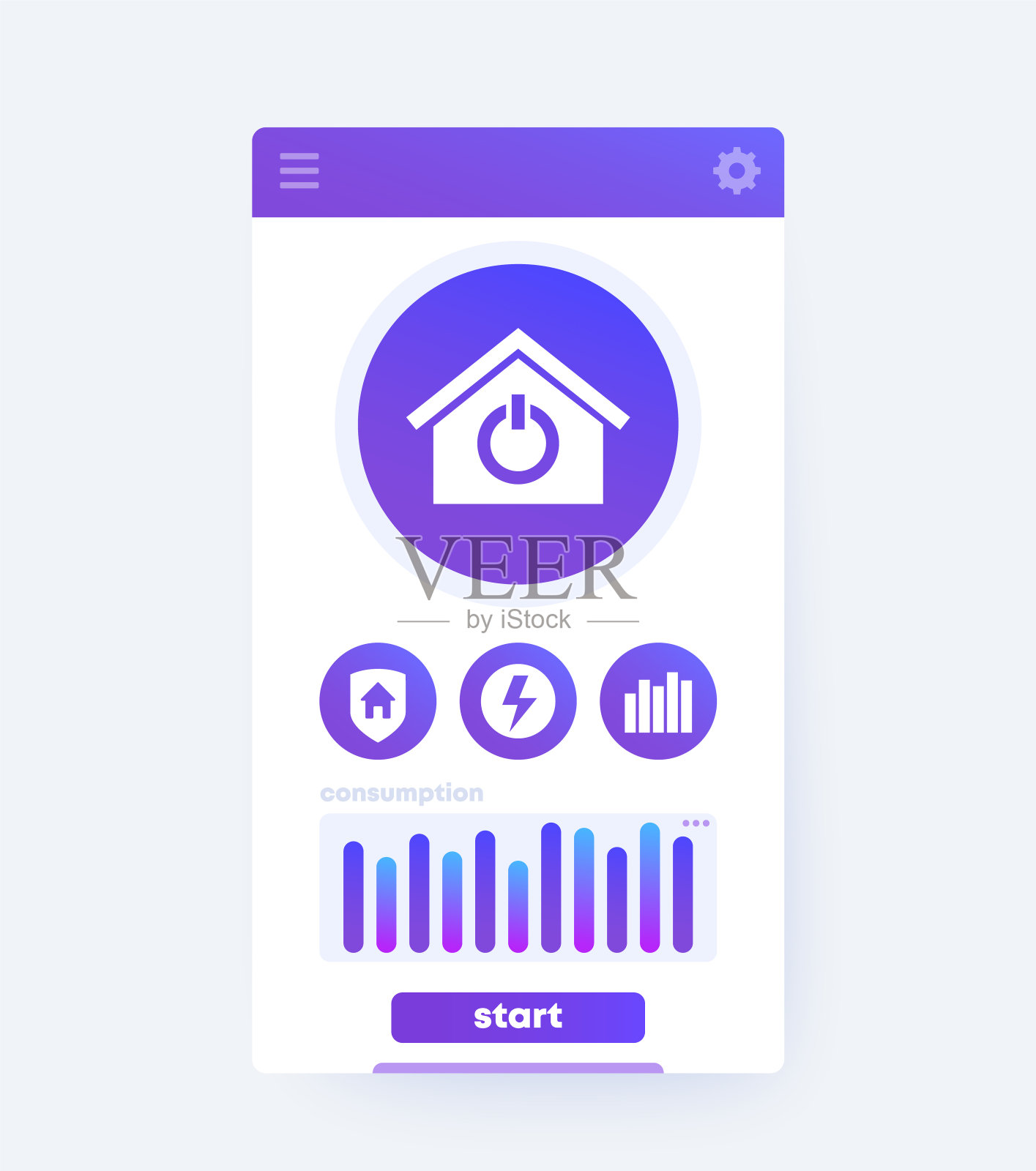 智能家居app界面，移动ui设计，矢量插画图片素材