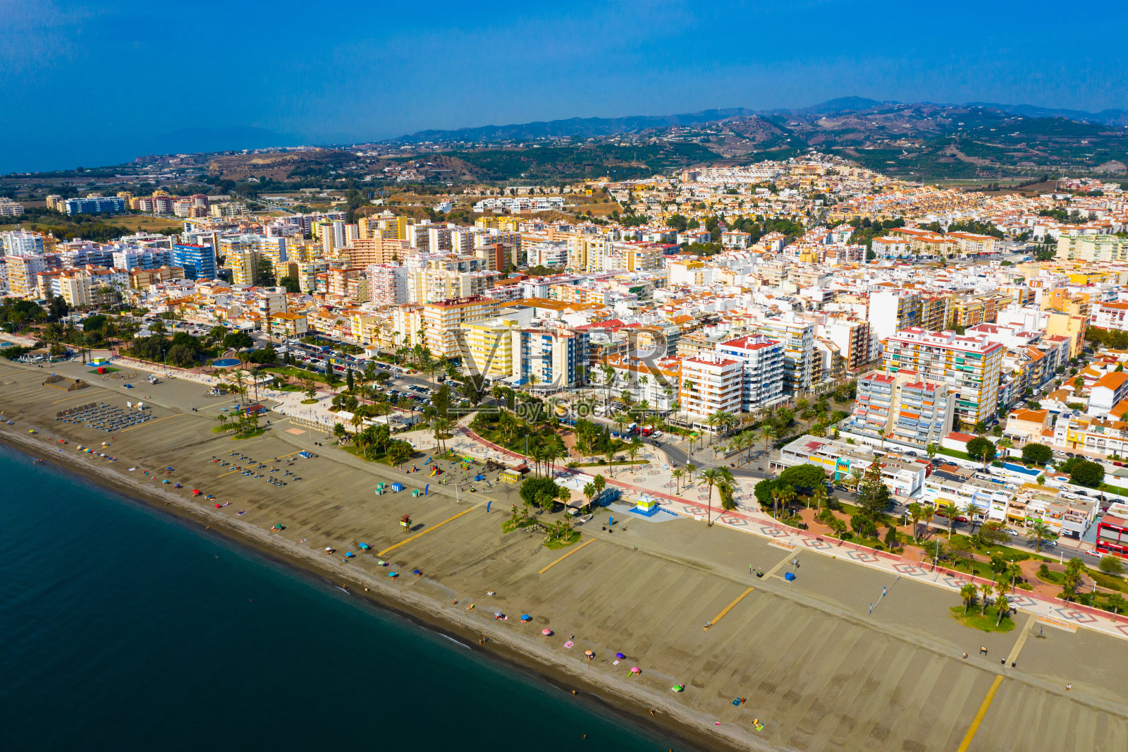 西班牙地中海海岸托雷德尔马的鸟瞰图照片摄影图片