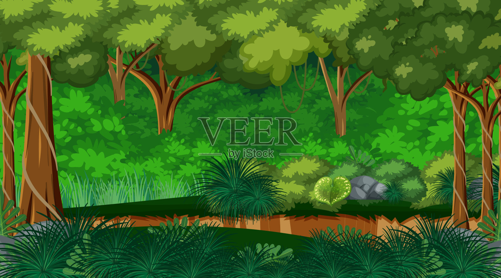 自然森林景观背景插画图片素材