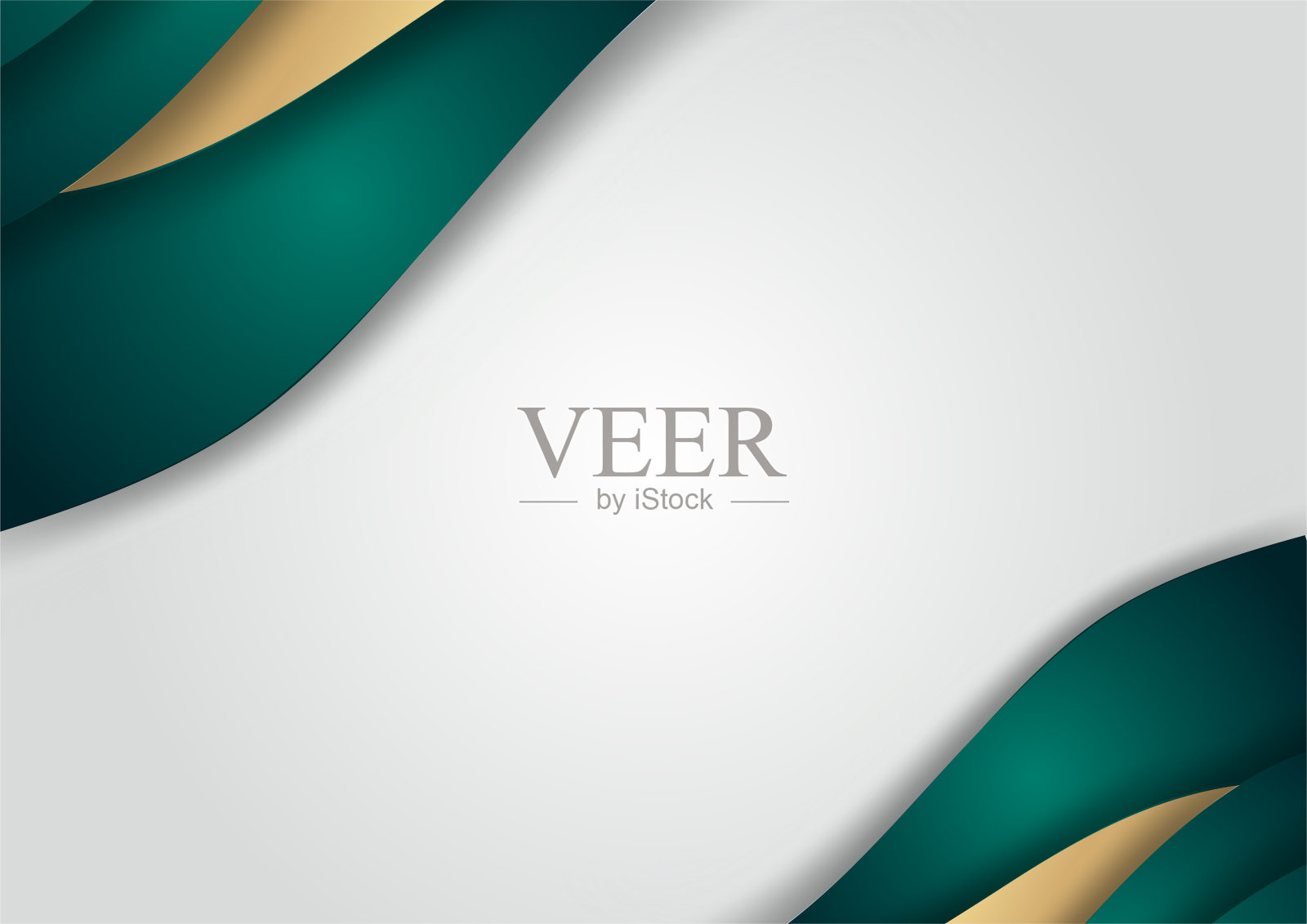 抽象奢华的深绿色重叠层与金色线条。豪华典雅的背景。抽象的模板设计。设计展示，横幅，封面，名片插画图片素材