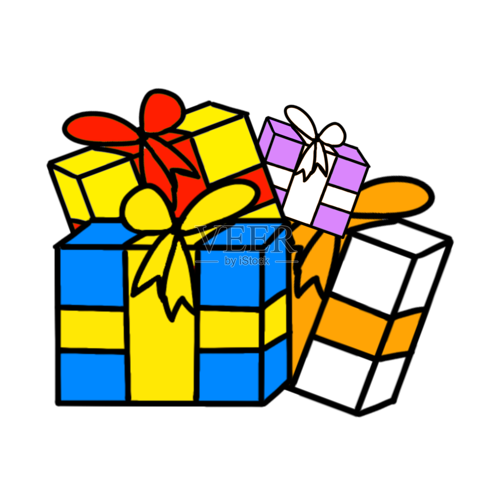 购物主题礼盒堆元素四个一套设计元素图片