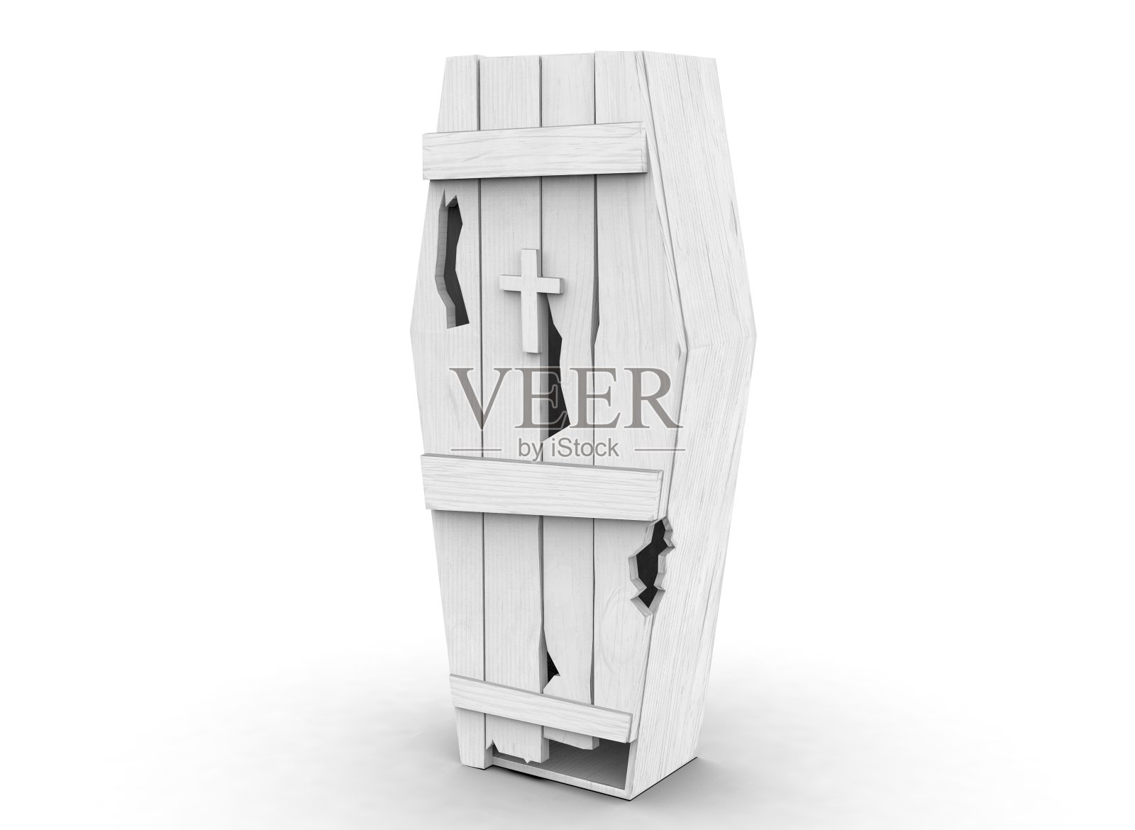 白色背景上的旧木棺材3d渲染照片摄影图片