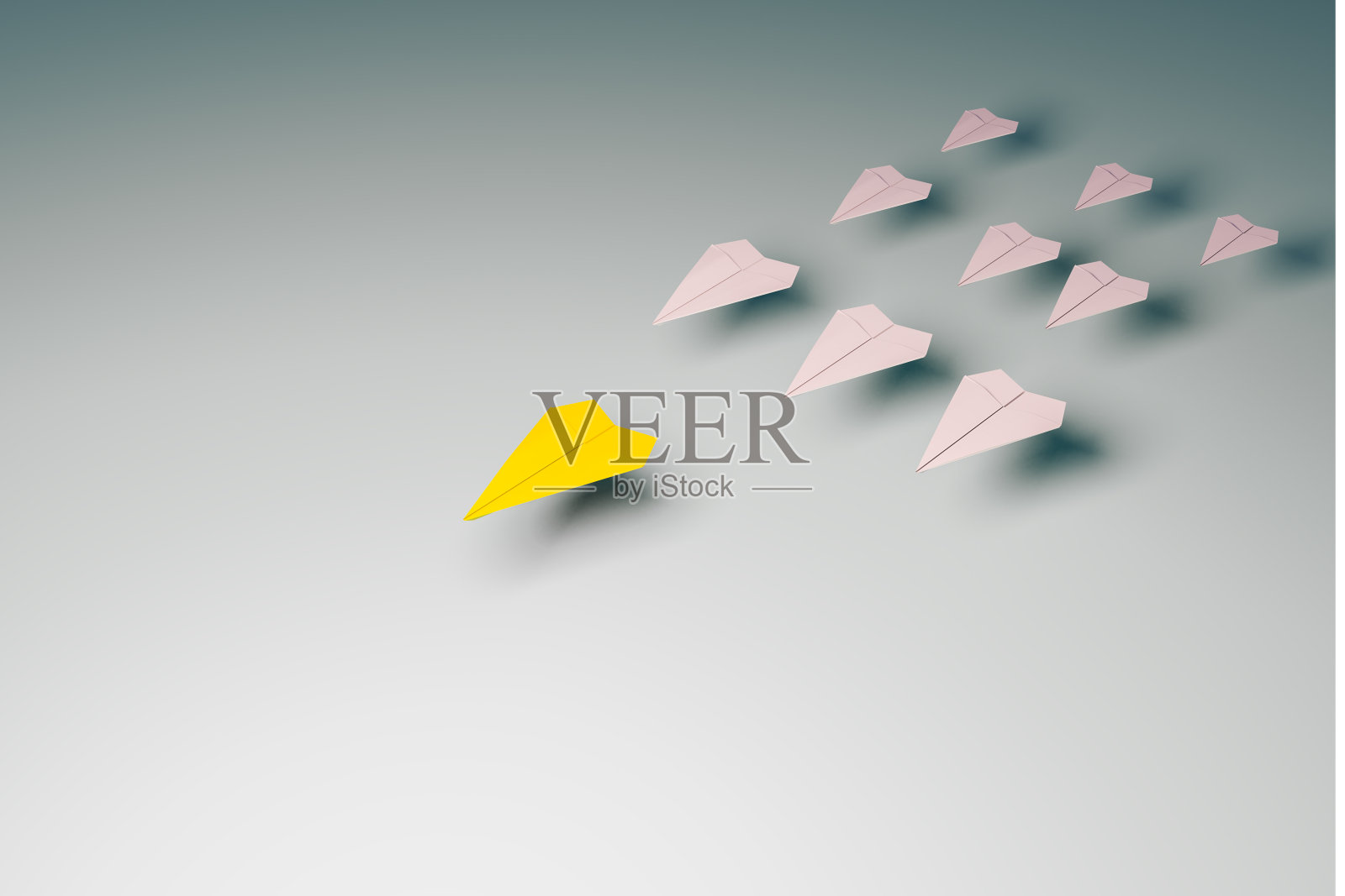 3d纸火箭取领先者，领先者概念照片摄影图片