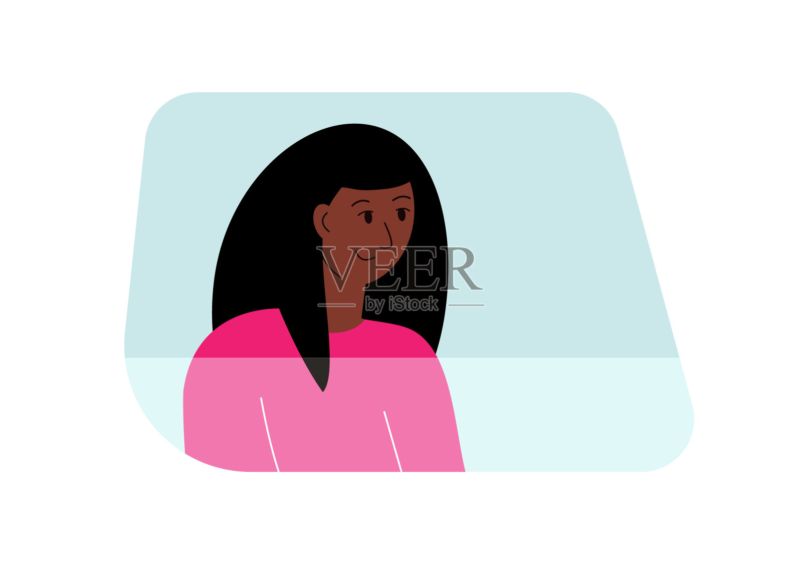 汽车旅行的概念。汽车玻璃后面一个女人的侧面图插画图片素材