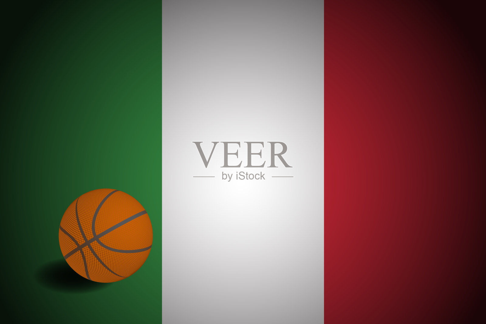 意大利国旗与真正的篮球，矢量插画图片素材