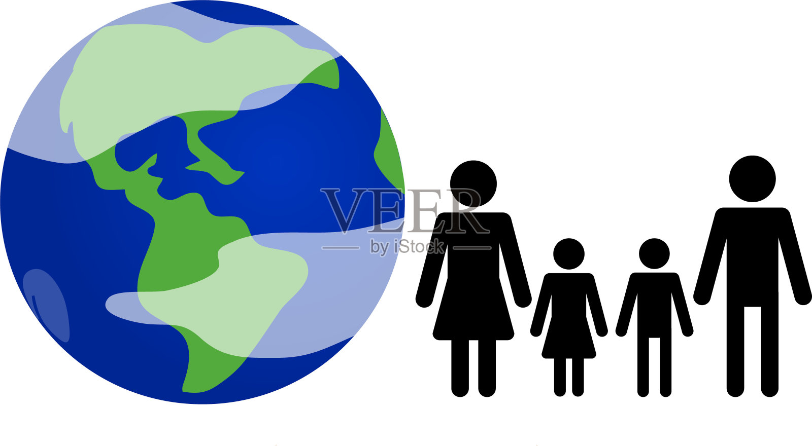 这是地球及其人口的图解。插画图片素材