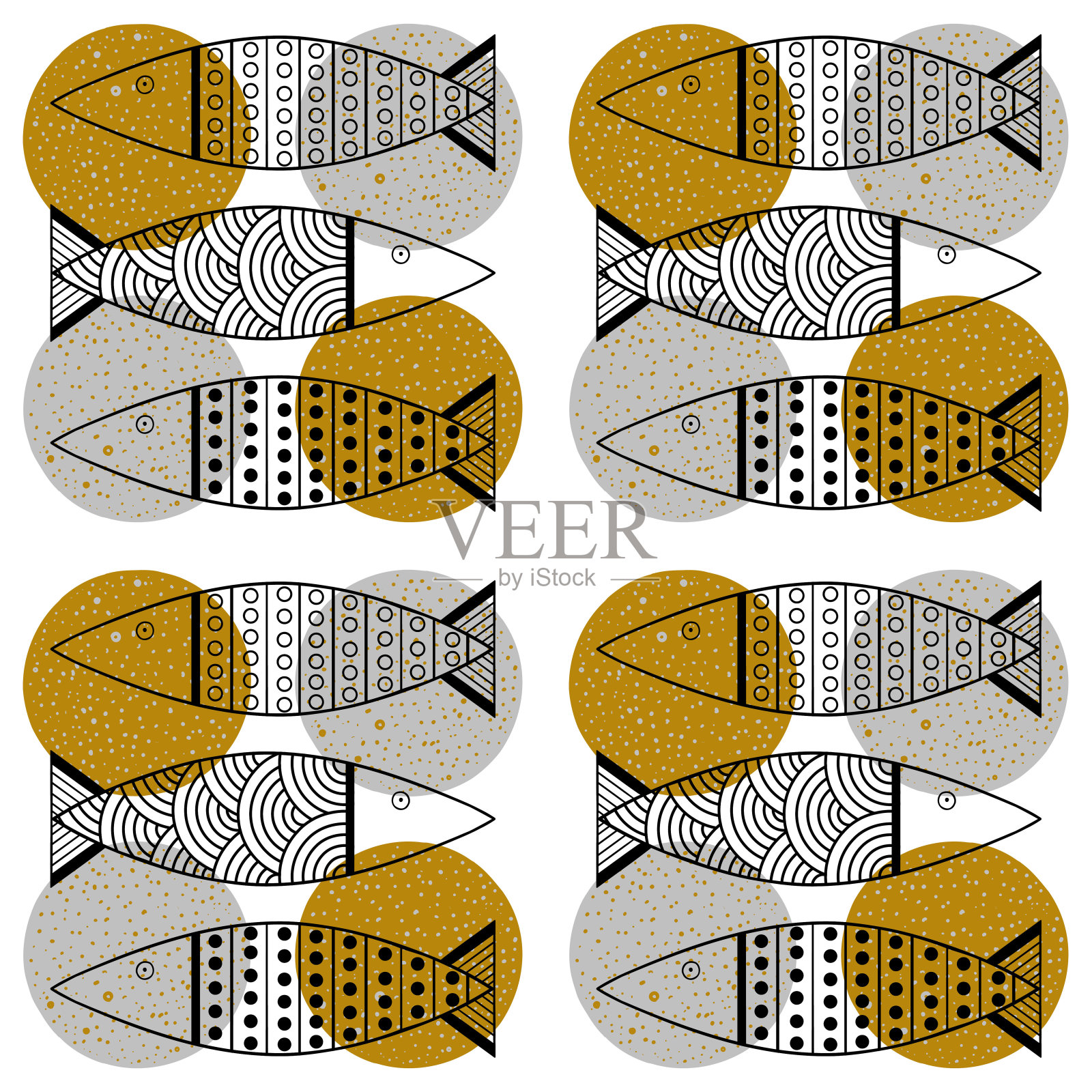 鱼线设计适用于成人及儿童涂色书、纹身、t恤设计等设计元素。原始的绘画。轮廓的鱼。插画图片素材