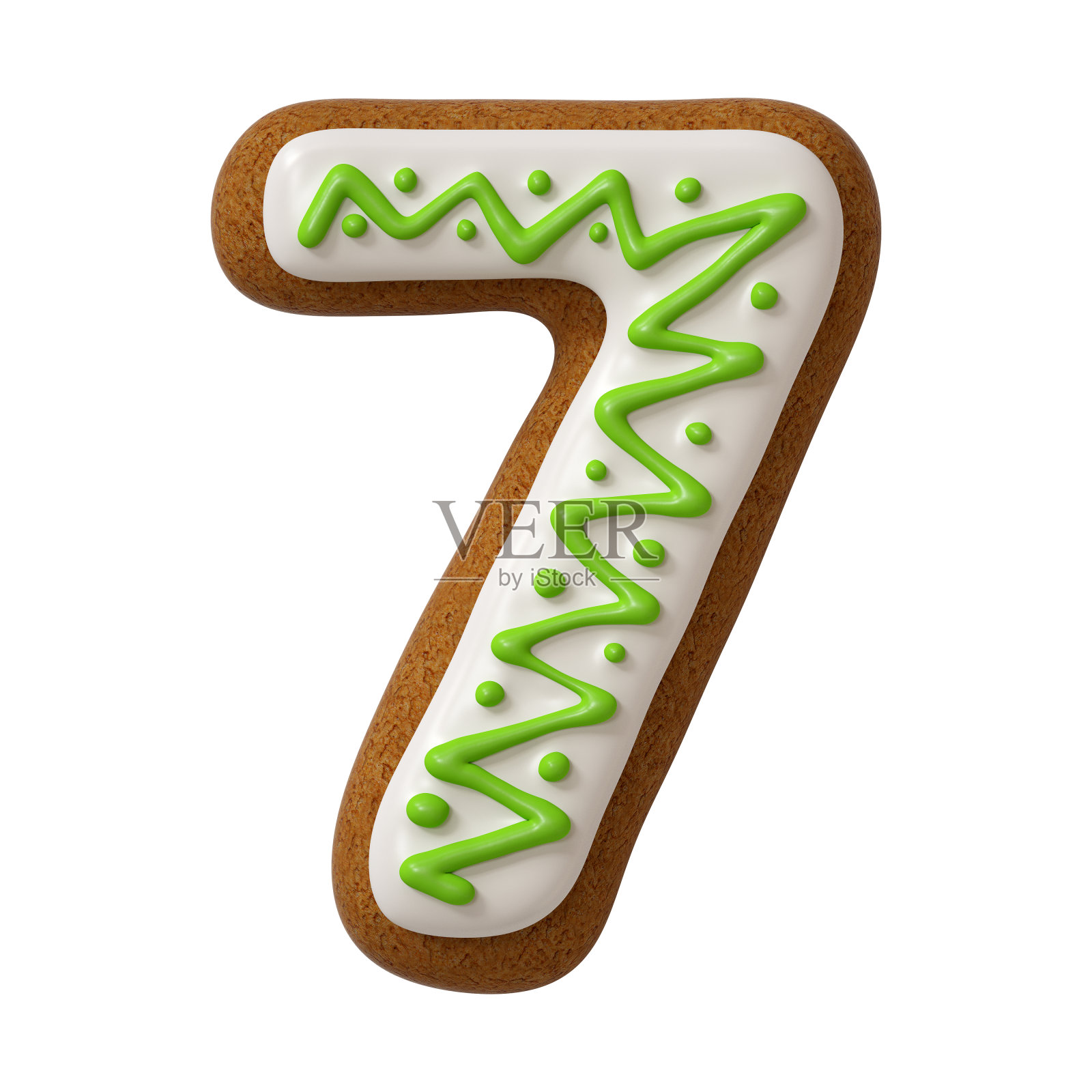 字母数字制成的彩色姜饼饼干孤立在白色背景上。照片摄影图片