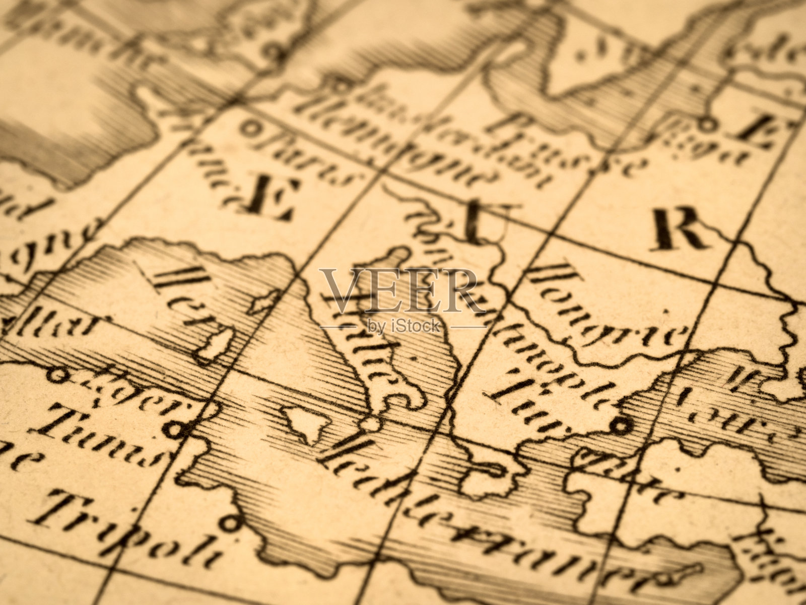 古老的世界地图，环绕地中海照片摄影图片