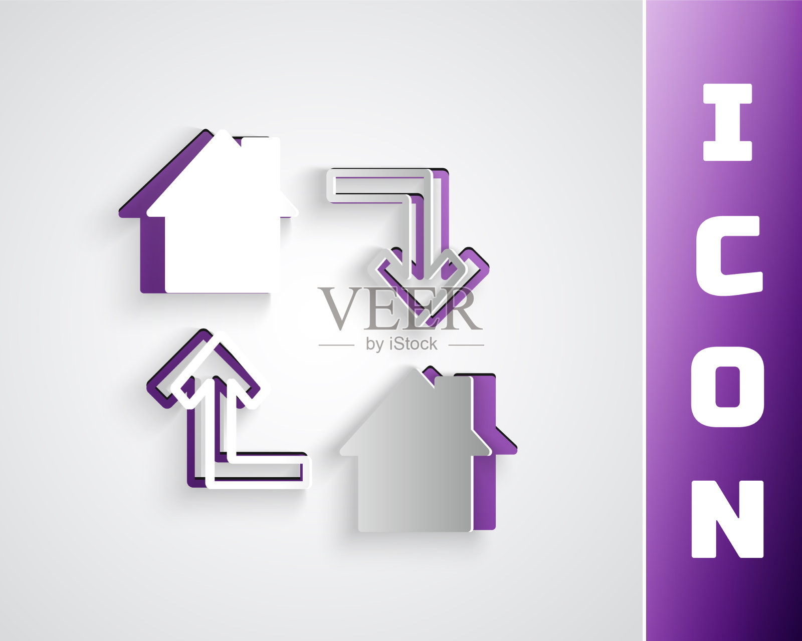 剪纸在线工作图标孤立在灰色插画图片素材