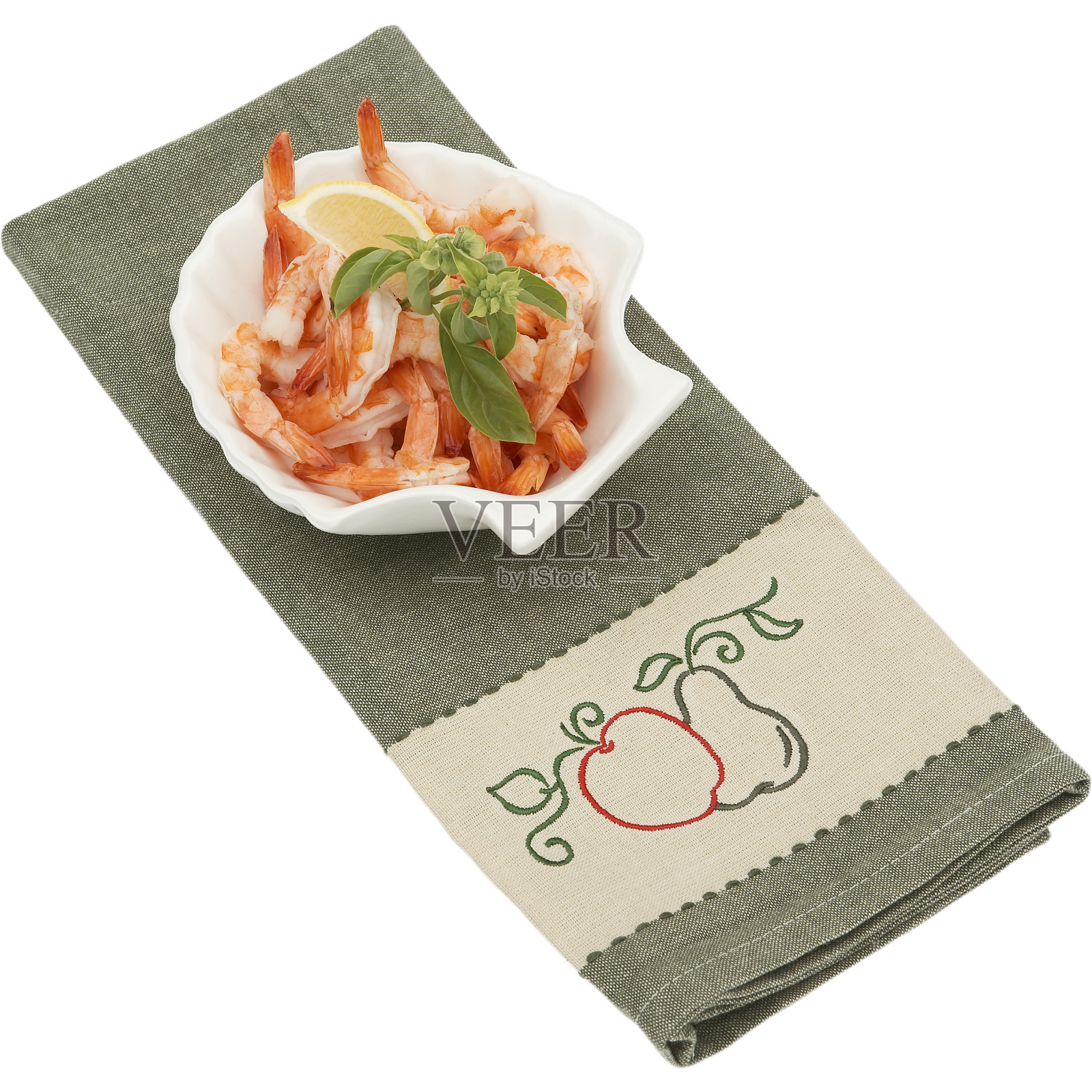 一盘虾肉柠檬片设计元素图片