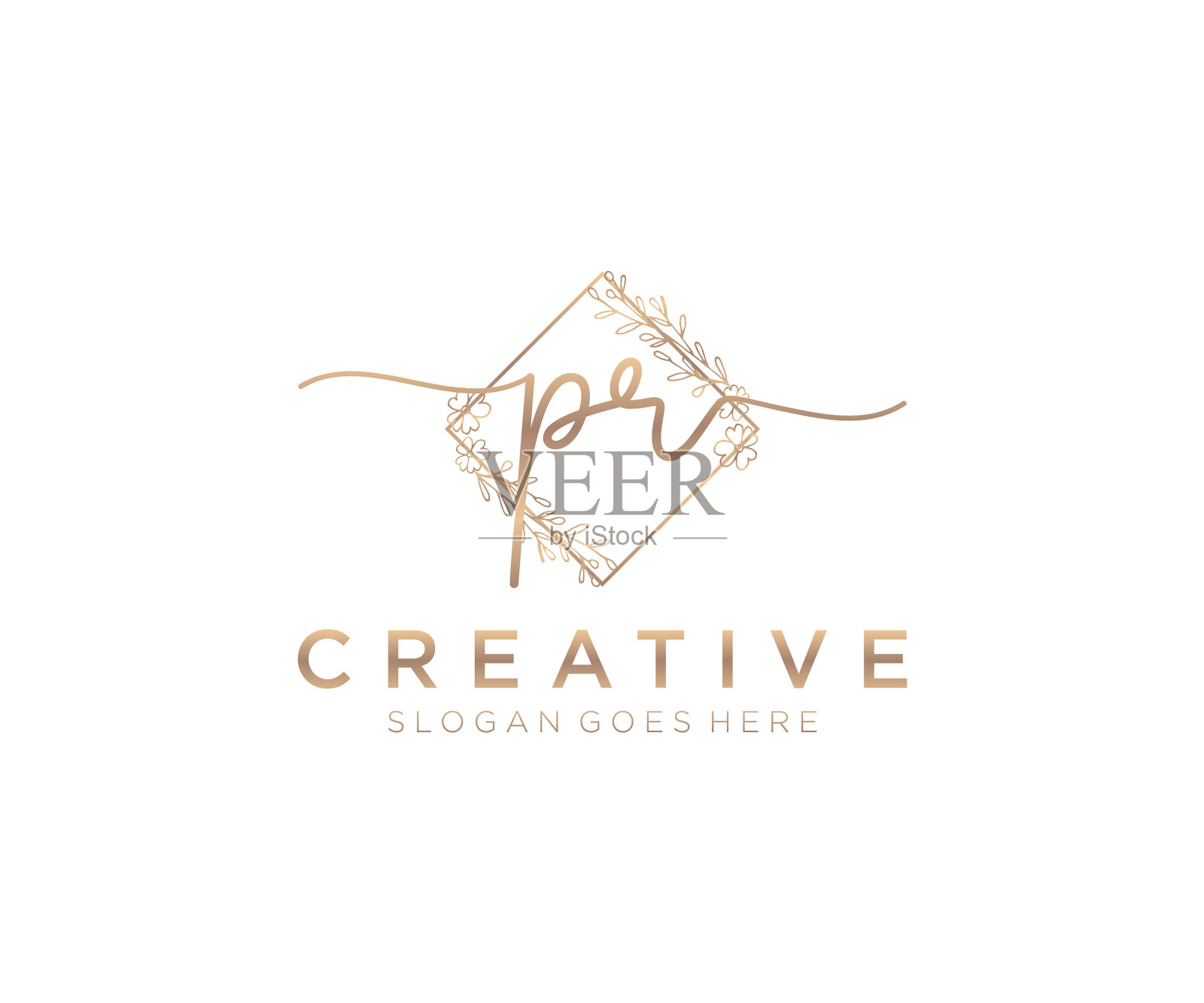 最初的公关女性标志美丽字母和插画图片素材