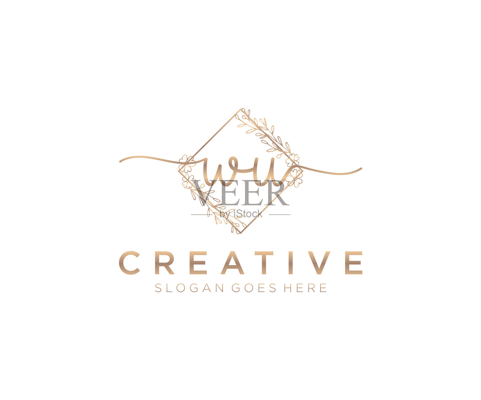 首吴女性标志美字母和插画图片素材