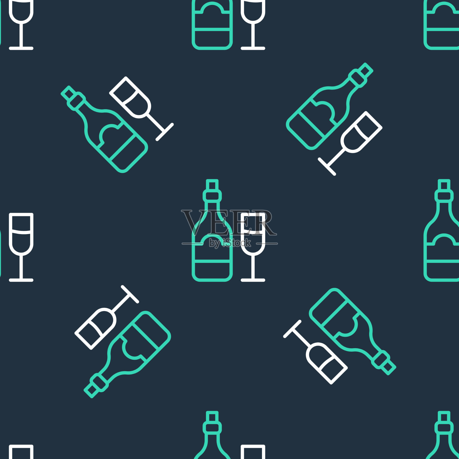 行香槟瓶与玻璃图标隔离插画图片素材