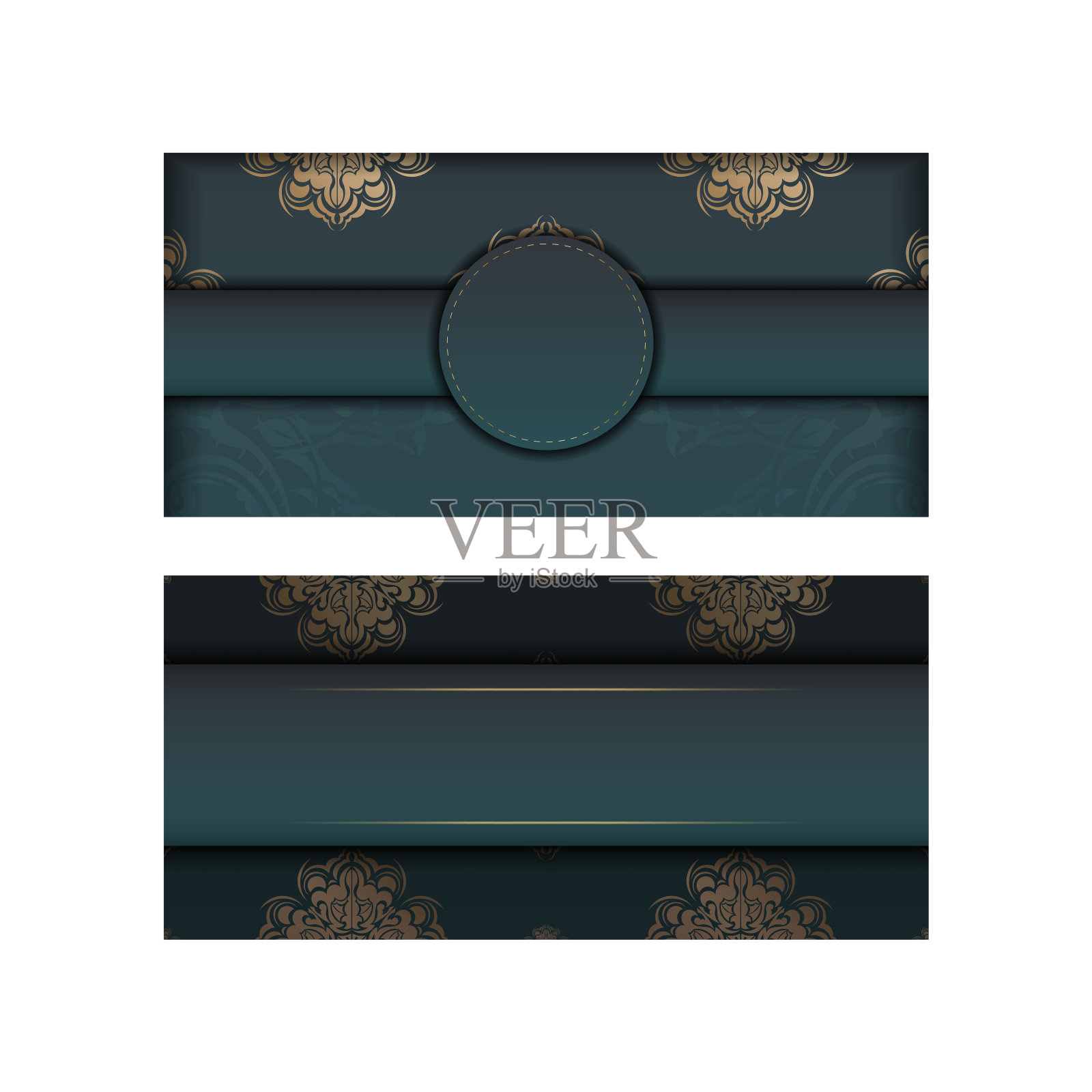 绿色渐变的小册子与豪华黄金图案祝贺您。插画图片素材