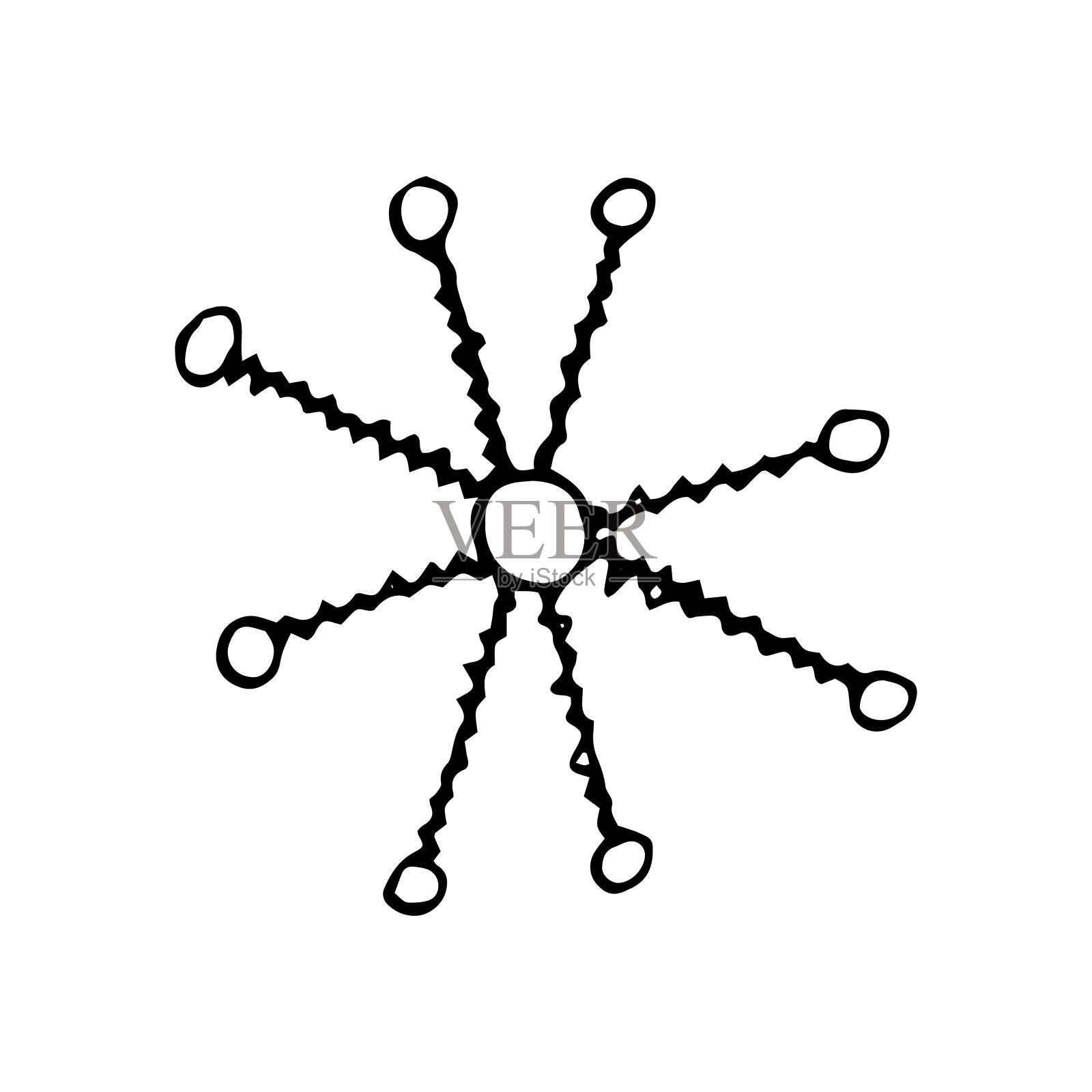 雪花手绘涂鸦。向量，斯堪的纳维亚，北欧，极简主义，单色。图标,贴纸,装饰。插画图片素材