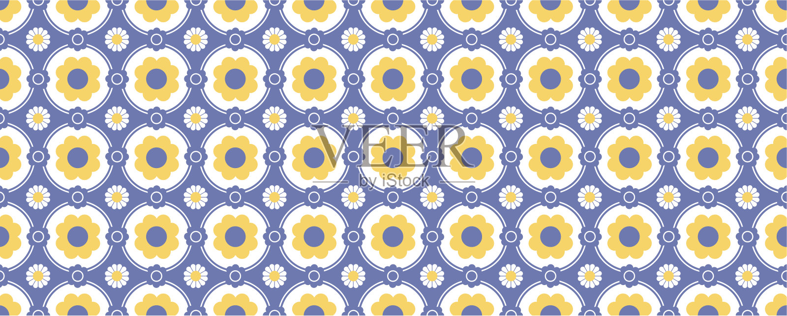 70年代复古无缝墙纸图案材料/矢量插图插画图片素材