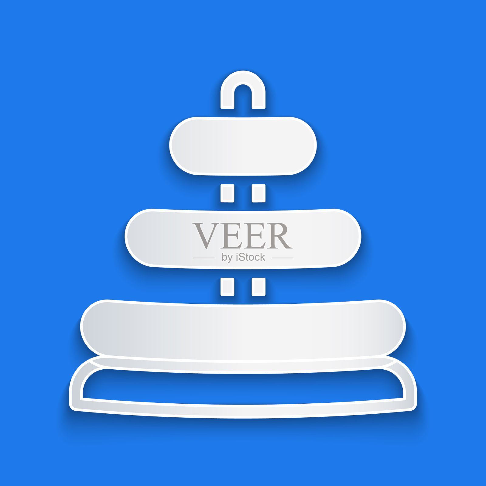 剪纸金字塔玩具图标孤立的蓝色图标素材