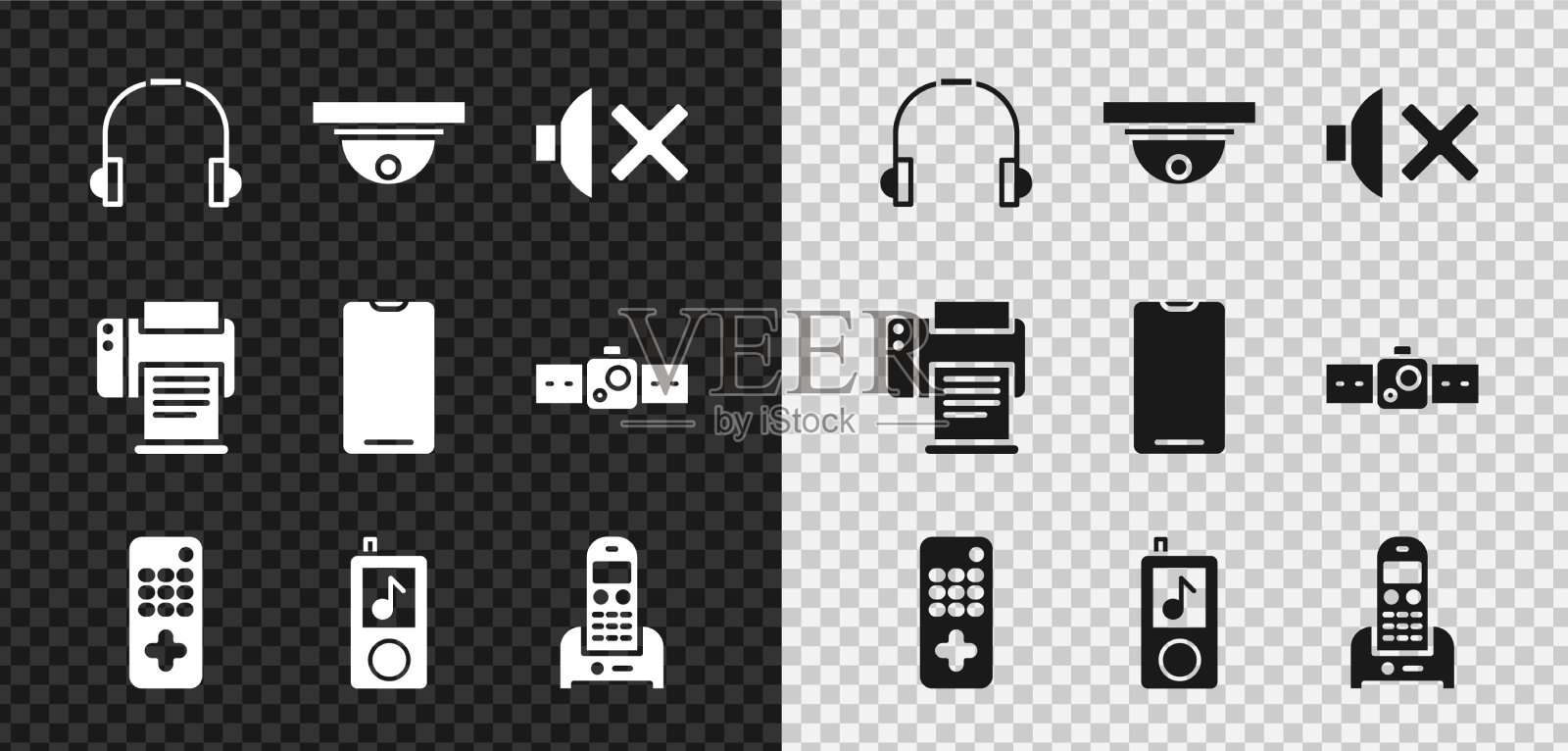 设置耳机运动传感器扬声器静音图标素材