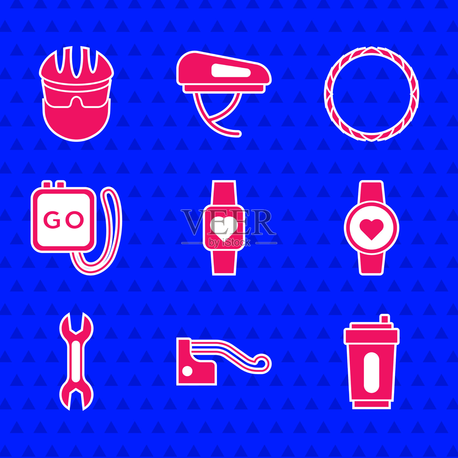 设置智能手表自行车刹车运动瓶配合图标素材