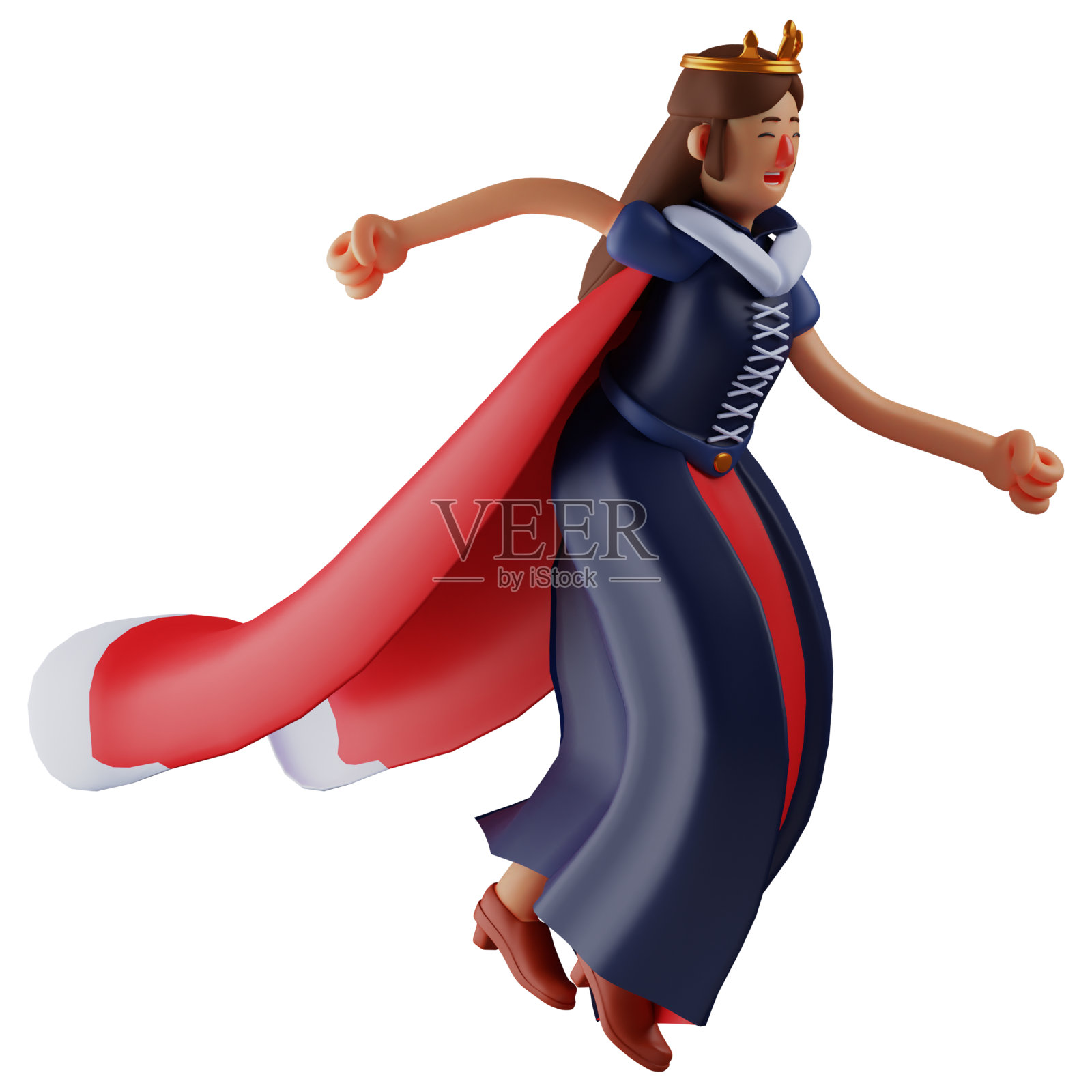 美丽的皇后3D卡通插图跑得很快照片摄影图片