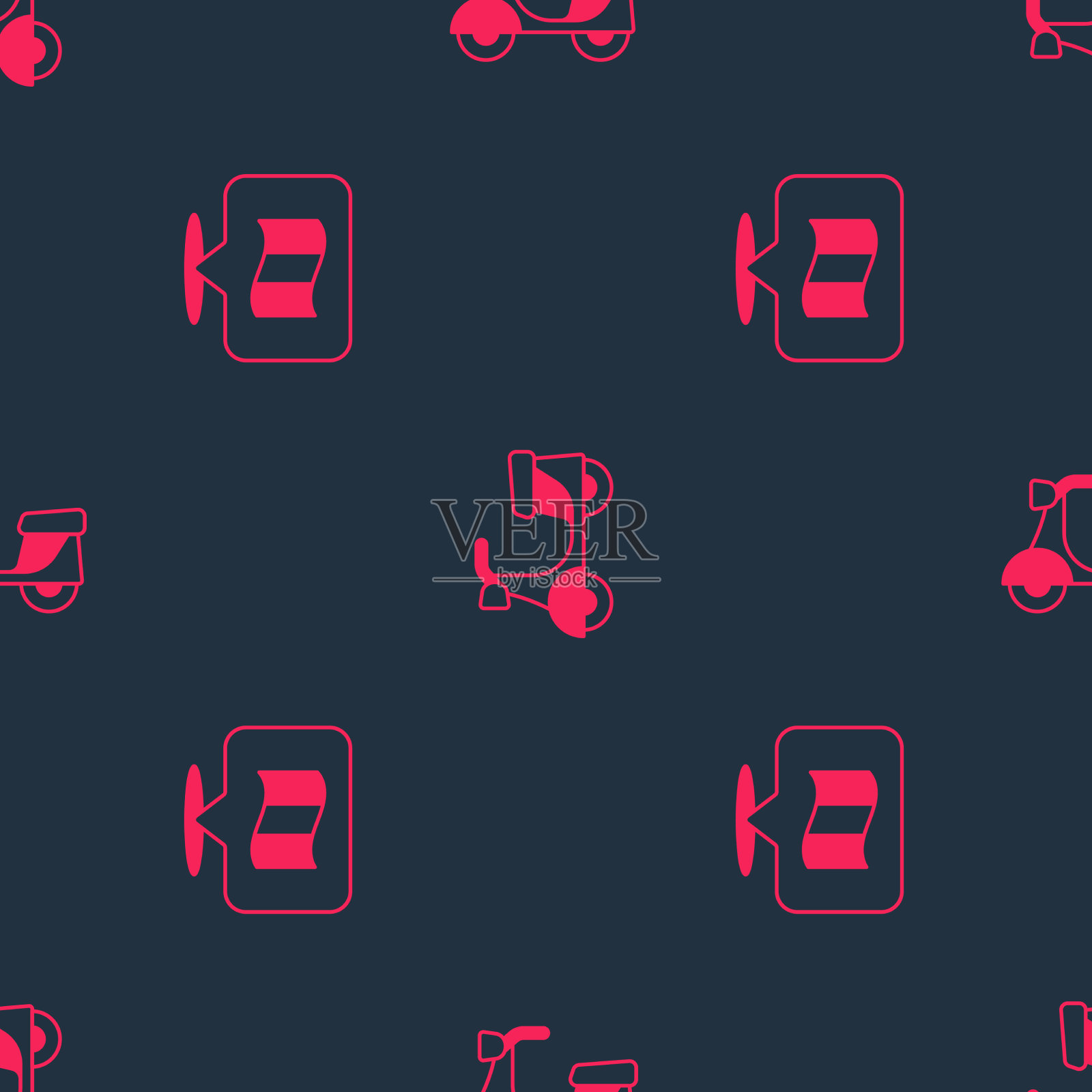 设置旗法国和滑板车无缝模式图标素材