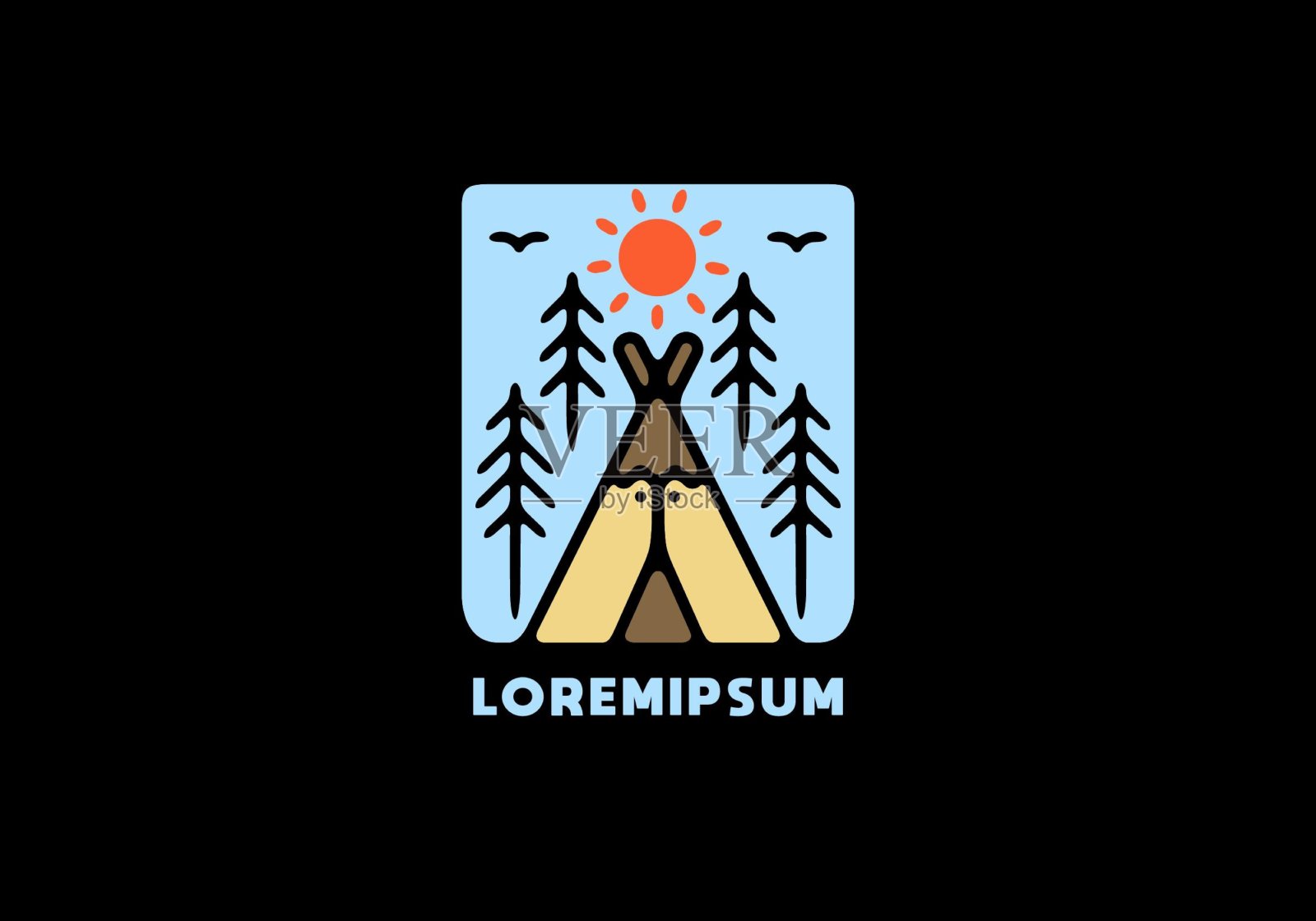 彩色三角露营帐篷插图设计插画图片素材