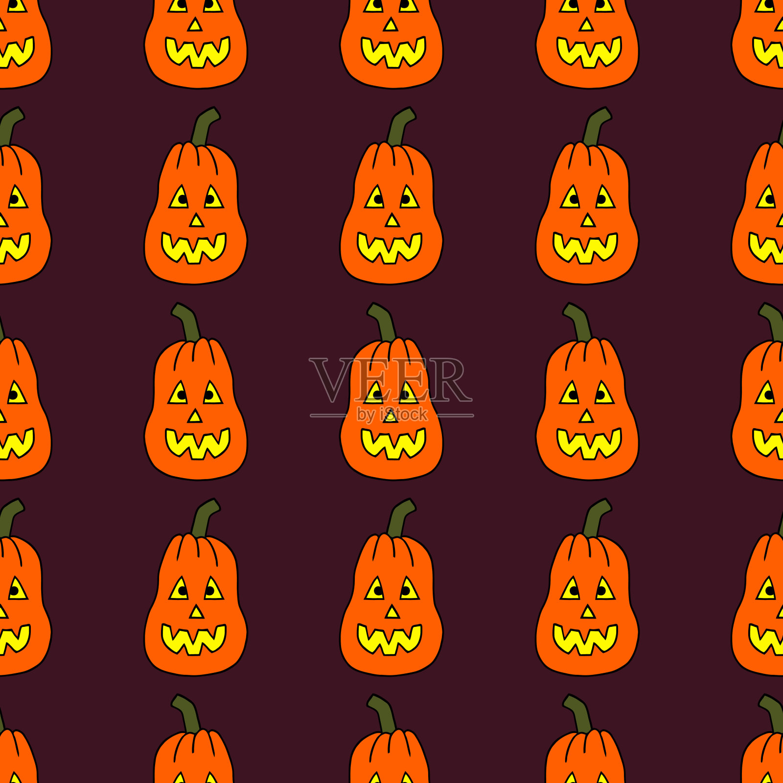 矢量无缝插图与南瓜。万圣节。插画图片素材