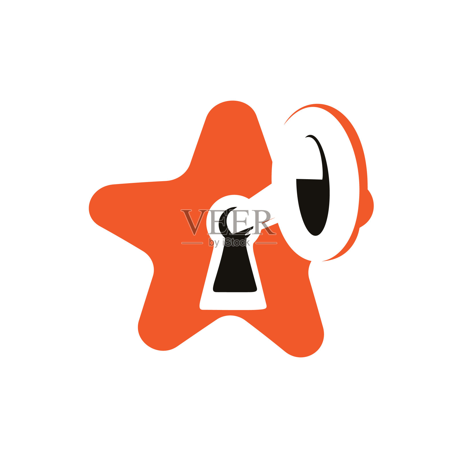 钥匙孔与星形矢量标志设计。插画图片素材