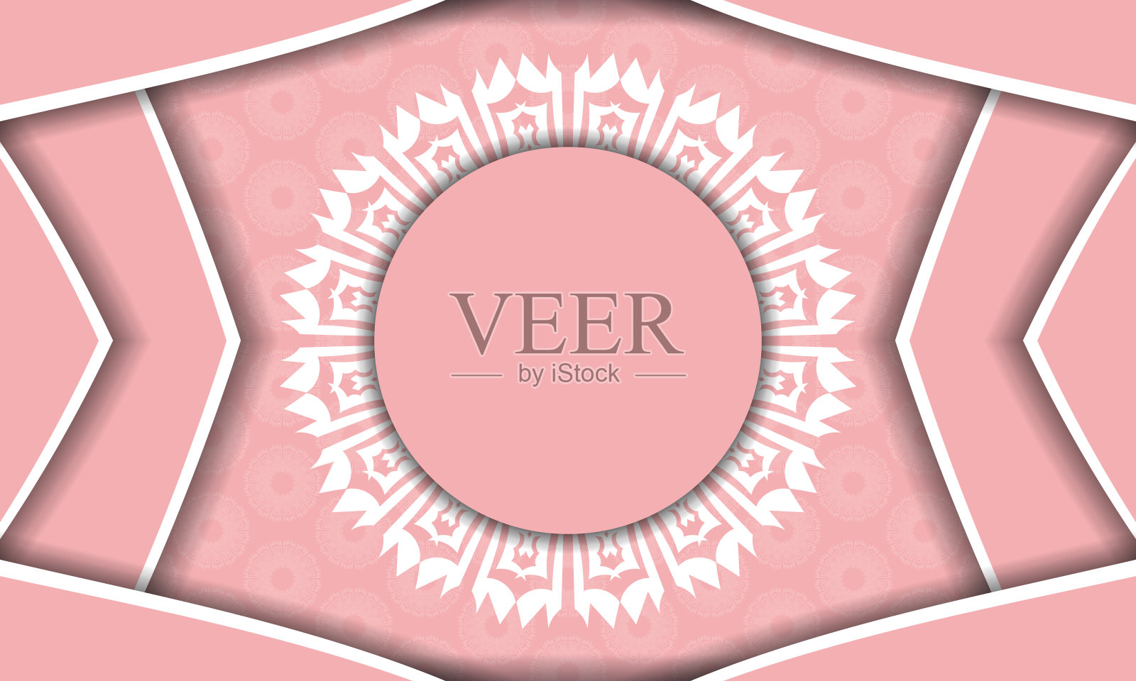 粉红色横幅与希腊白色装饰和空间为您的标志或文本插画图片素材