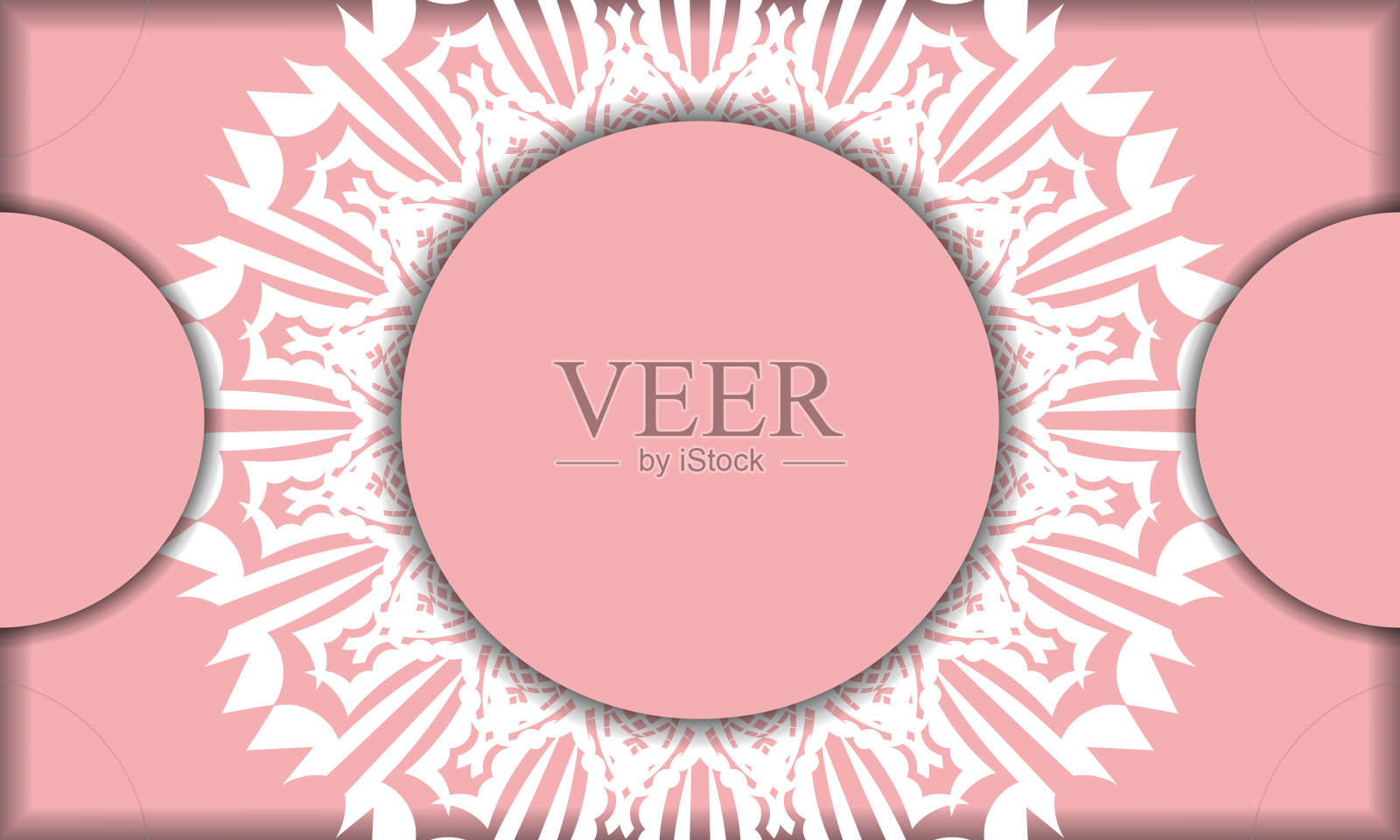 粉红色横幅与古董白色装饰和空间为您的标志或文本插画图片素材