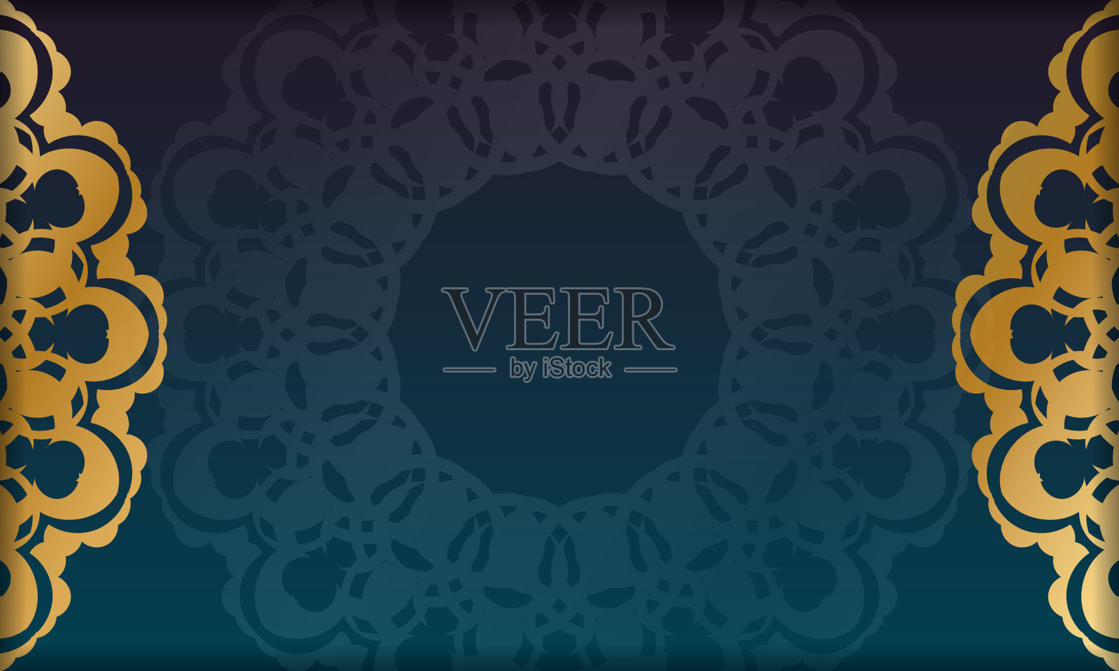 梯度绿色背景与印度黄金饰品和空间为您的标志插画图片素材