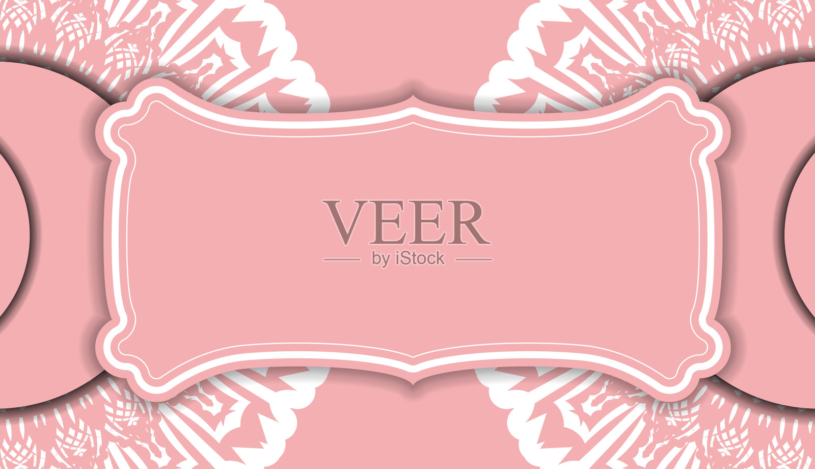 粉色背景与复古白色装饰和文字空间插画图片素材