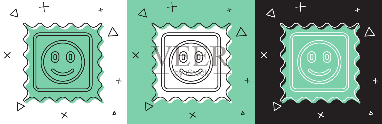 设置LSD酸标记图标隔离在白色和绿色插画图片素材