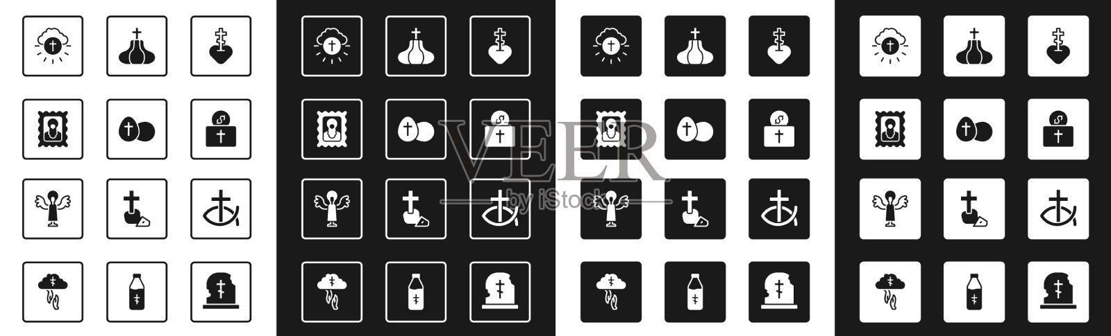 在复活节彩蛋上放置宗教十字架图标素材