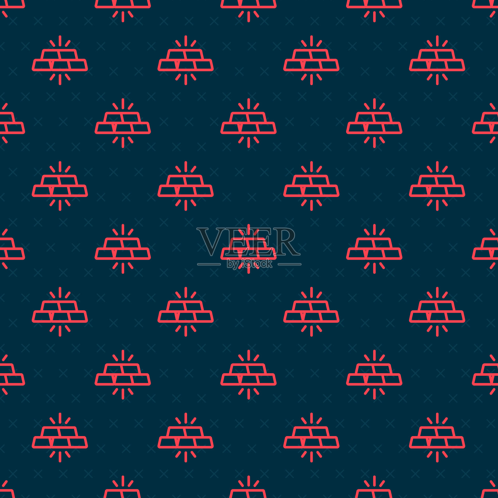 红色线条的金条图标隔离无缝模式插画图片素材