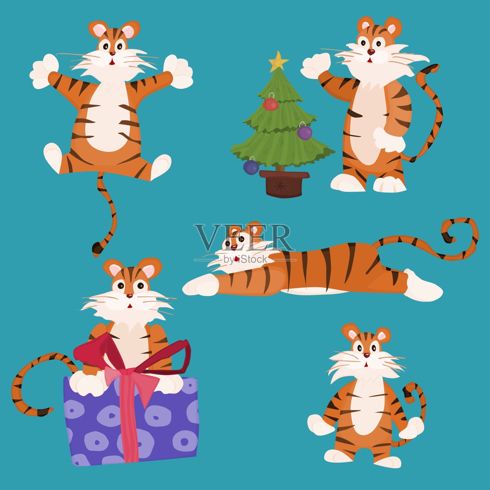 简单人物卡通老虎的编辑。新插画图片素材