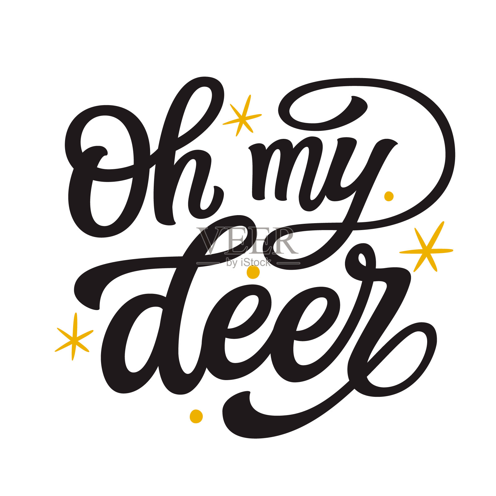 哦,我的鹿。手写圣诞节报价插画图片素材