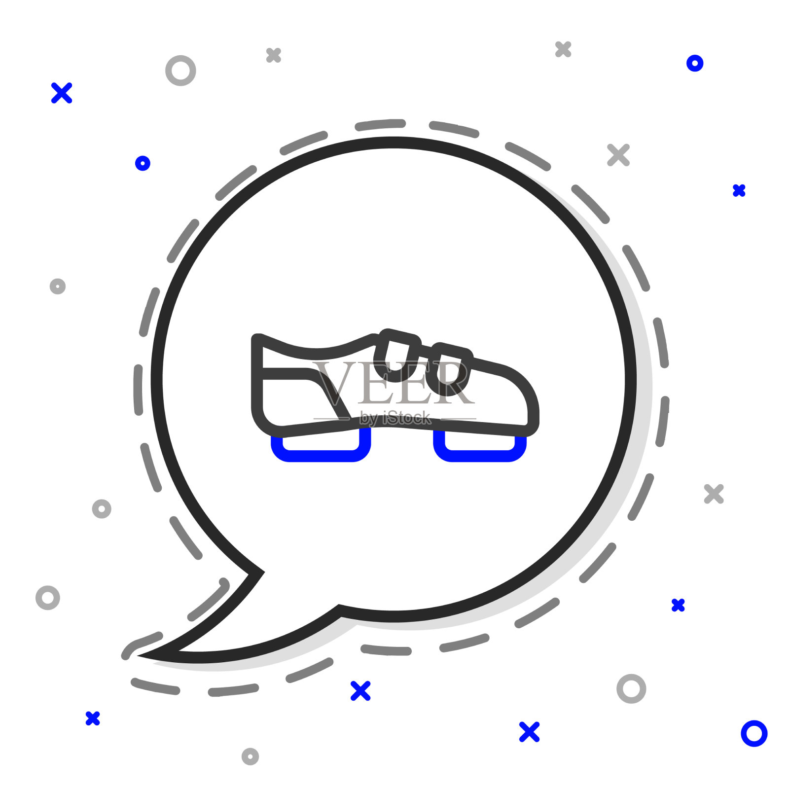 线铁人三项自行车鞋图标孤立插画图片素材