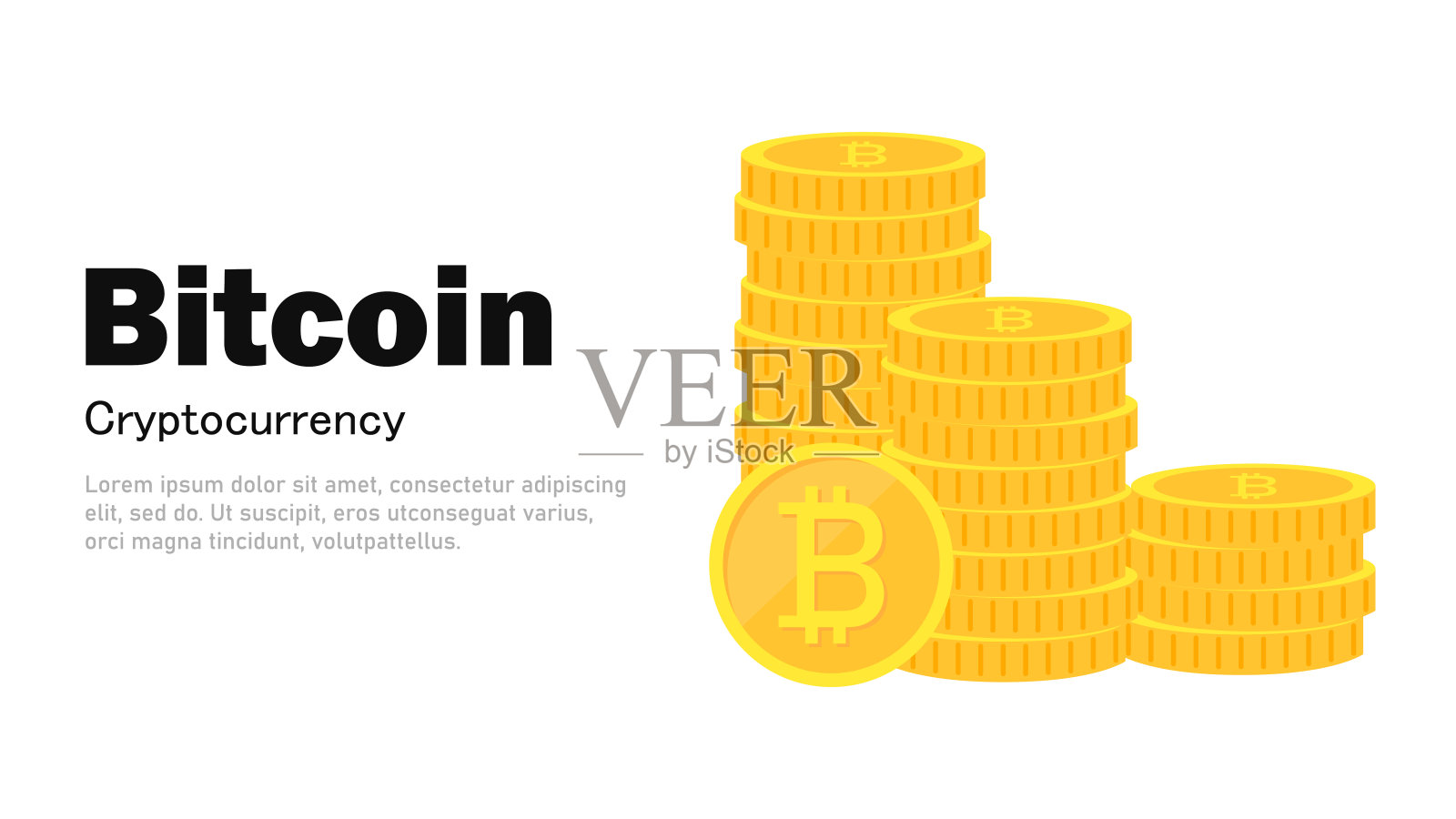 比特币。BTC。矿业cryptocurrency。数字货币主题的旗帜。矢量图插画图片素材