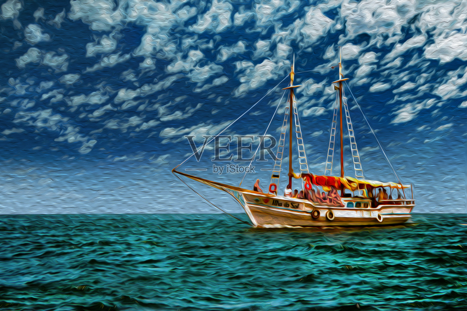 在巴西一个阳光明媚的日子里，帆船在海上航行照片摄影图片