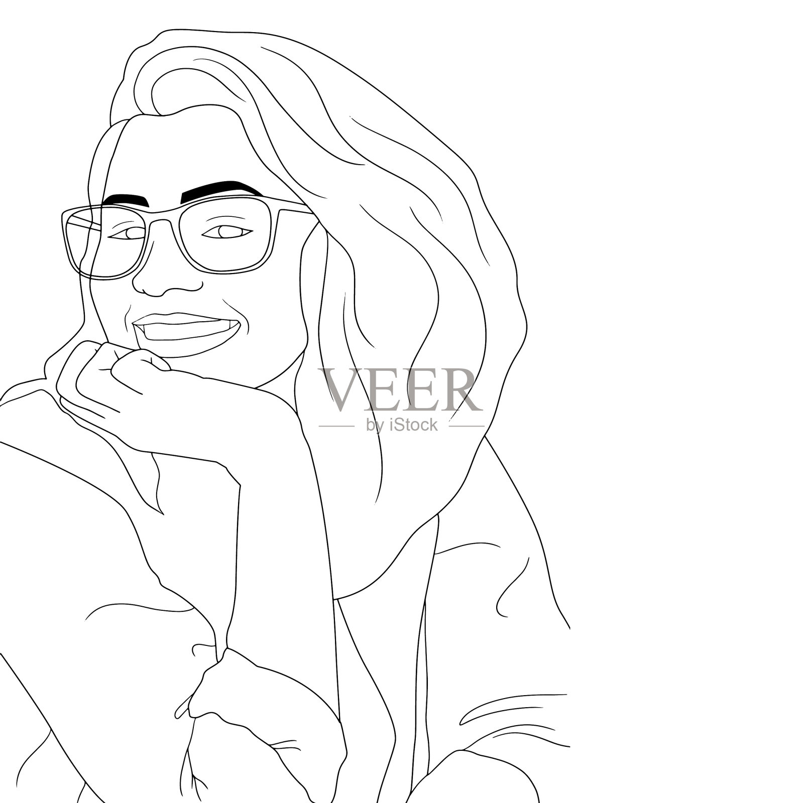 彩页-幸福的女人在一个孤立插画图片素材