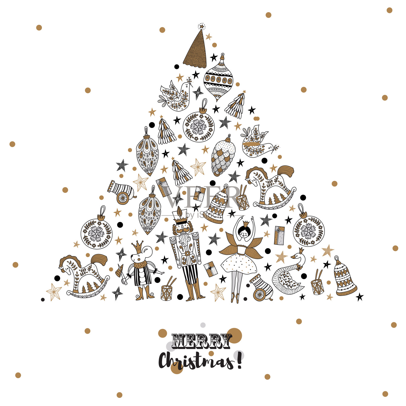 圣诞贺卡胡桃夹子。插画图片素材