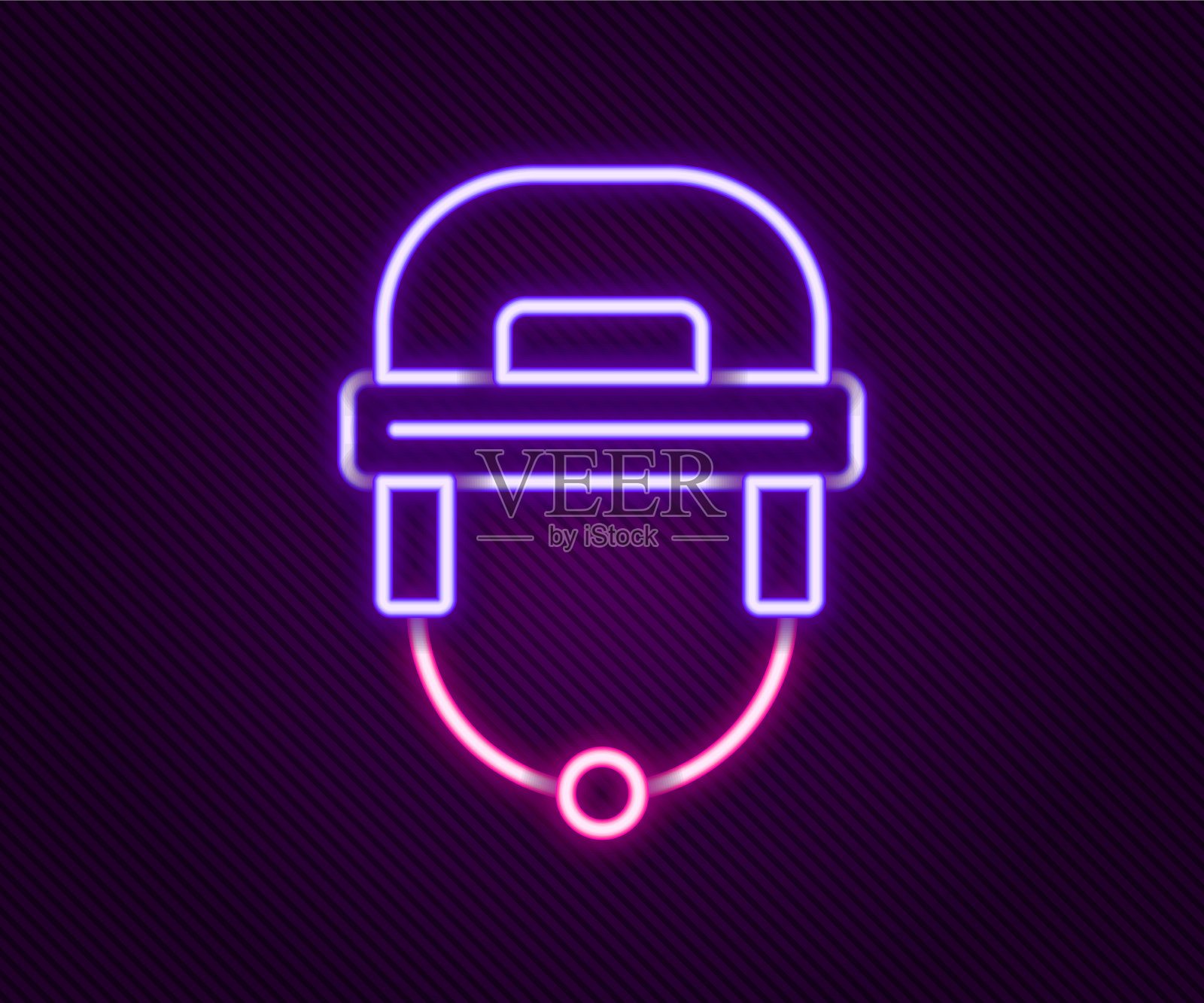 发光的霓虹灯线曲棍球头盔图标孤立插画图片素材