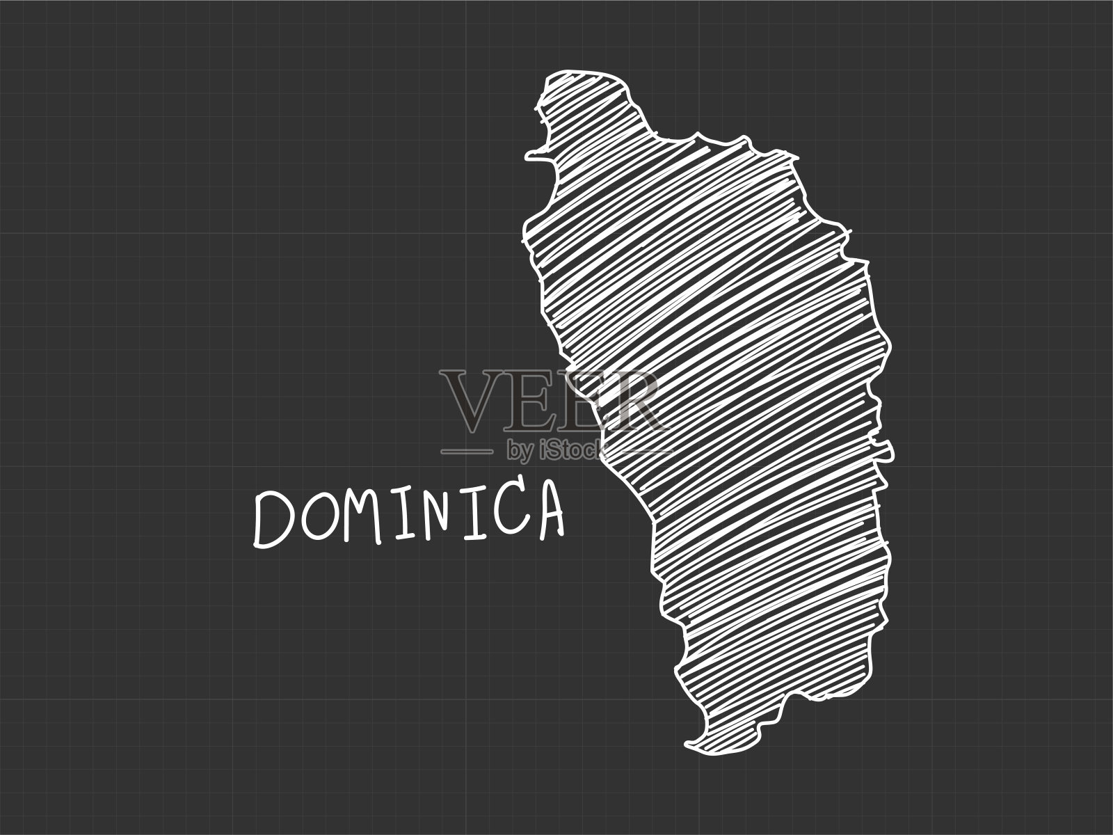多米尼加地图手绘的黑色背景。插画图片素材