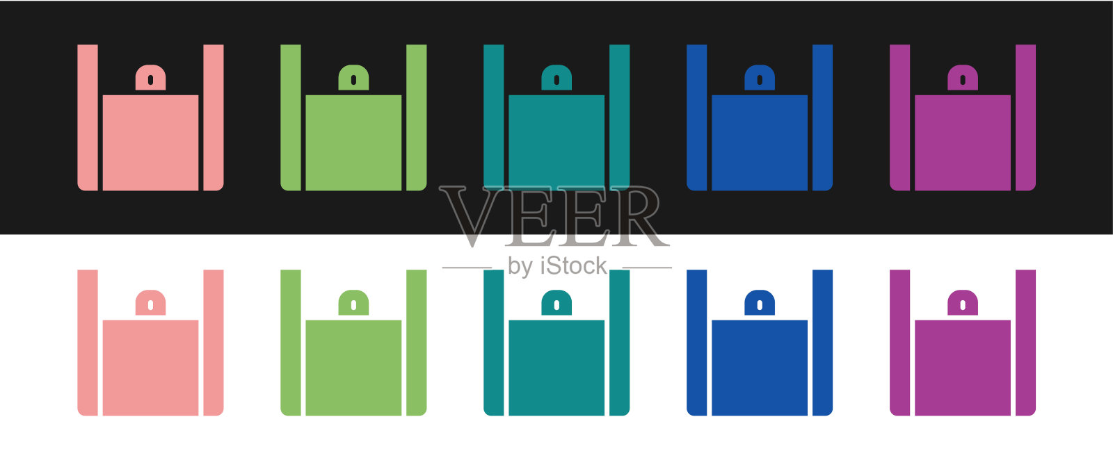 设置在线订购和快餐外卖图标孤立在黑白背景。向量图标素材