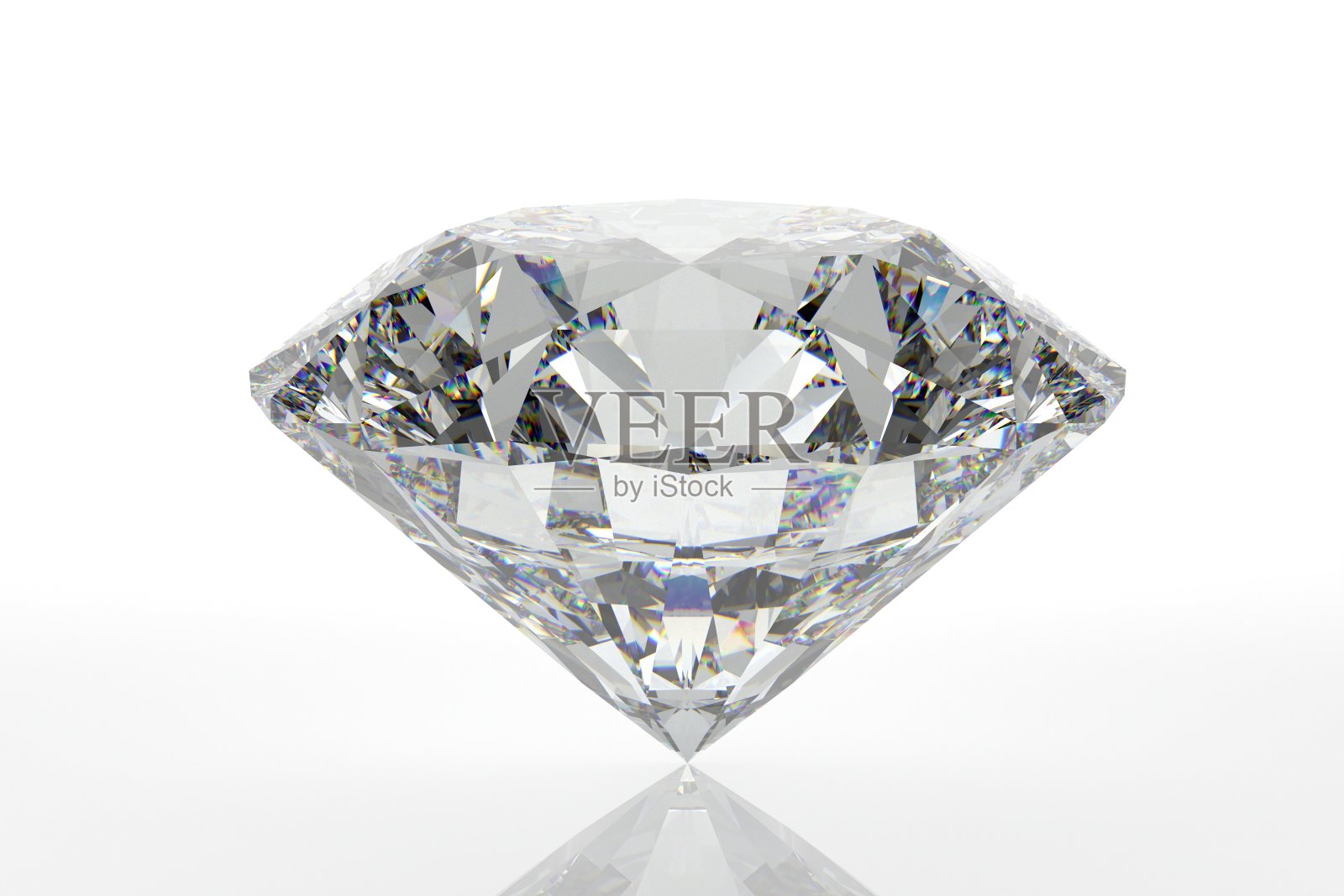 3D渲染钻石在白色背景与反射照片摄影图片