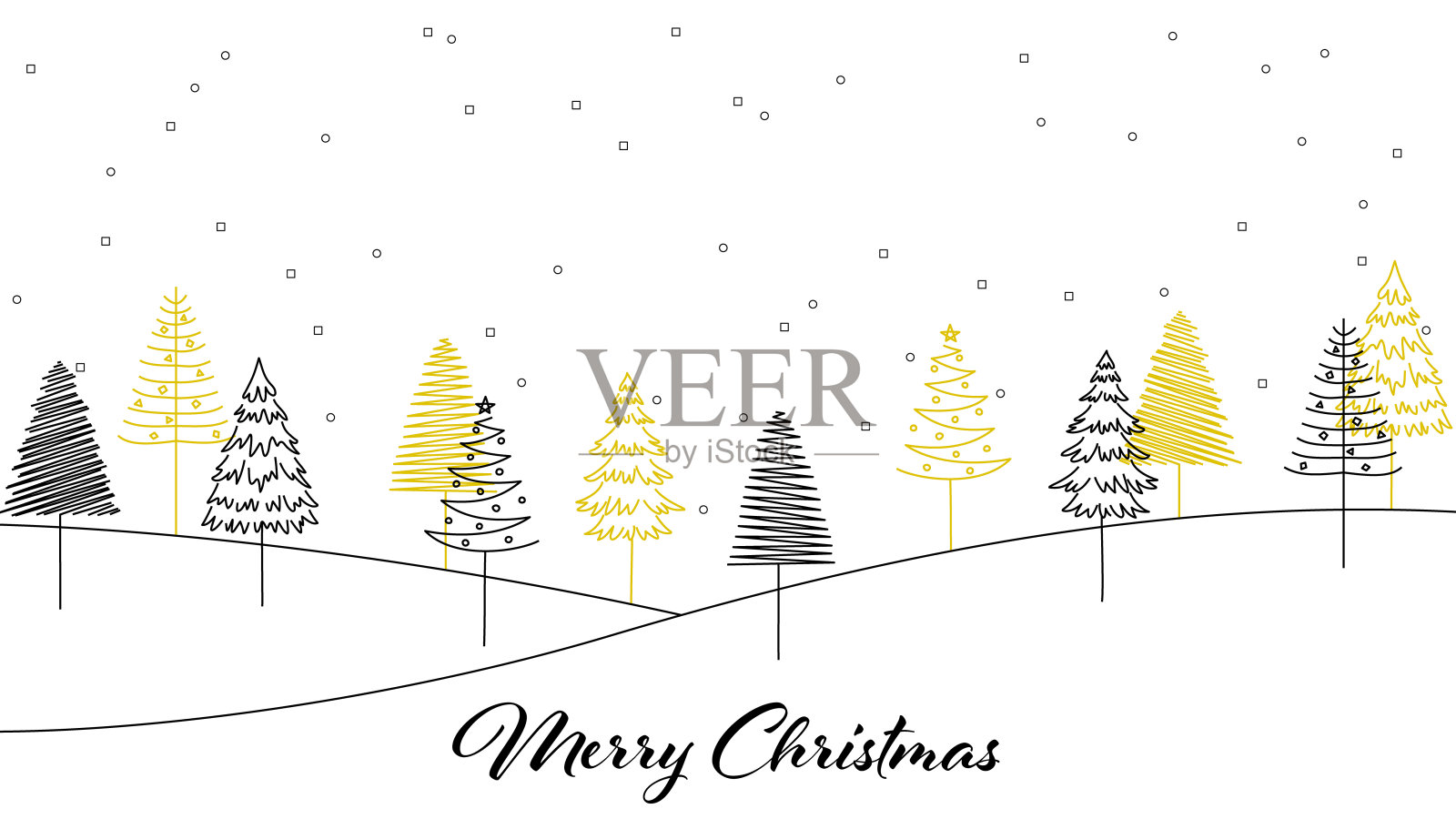 圣诞背景插图(涂鸦，白色背景，线条艺术，矢量，剪切)插画图片素材