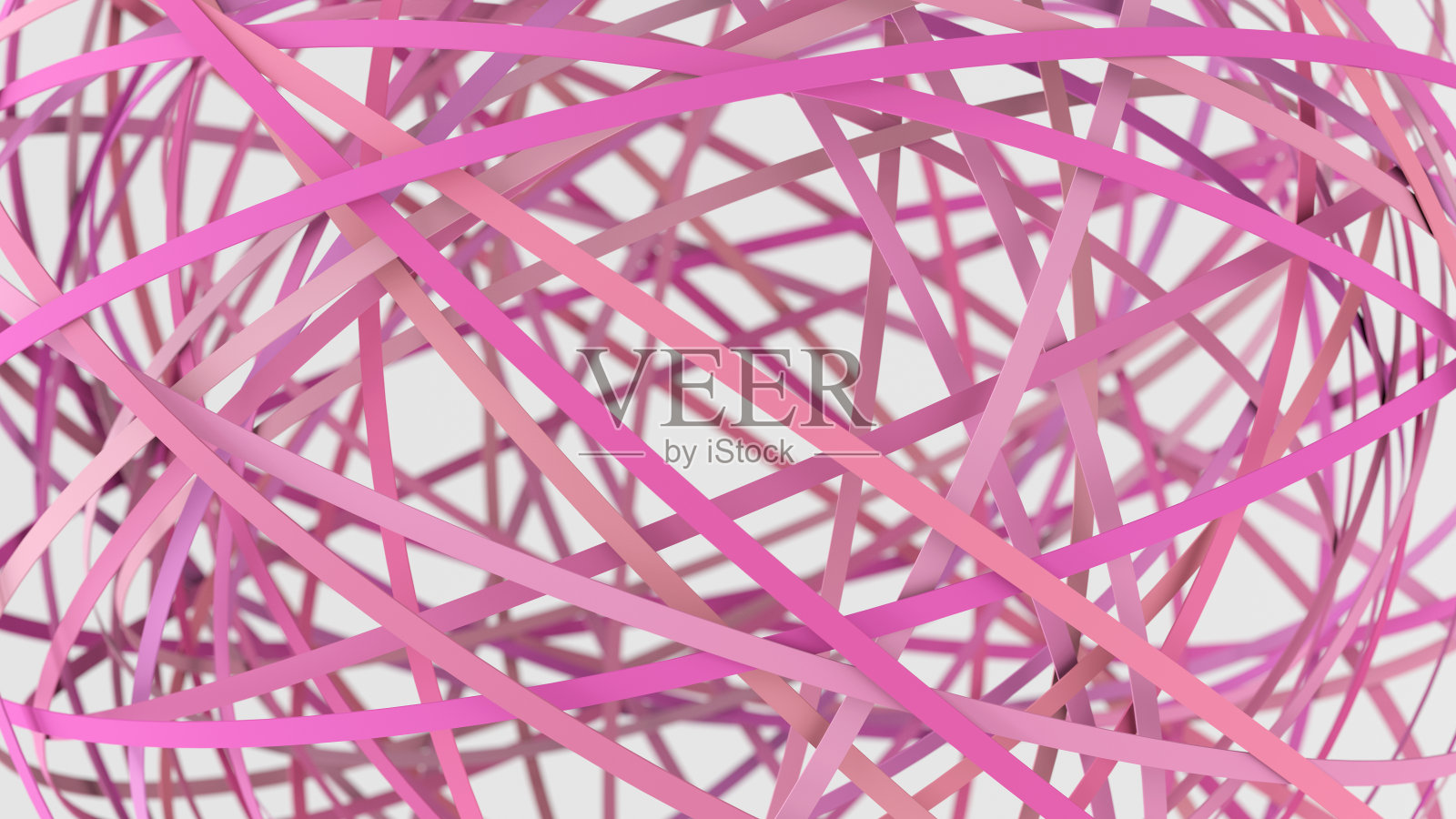 一组粉红色的线，特写。抽象插图，3d渲染。照片摄影图片
