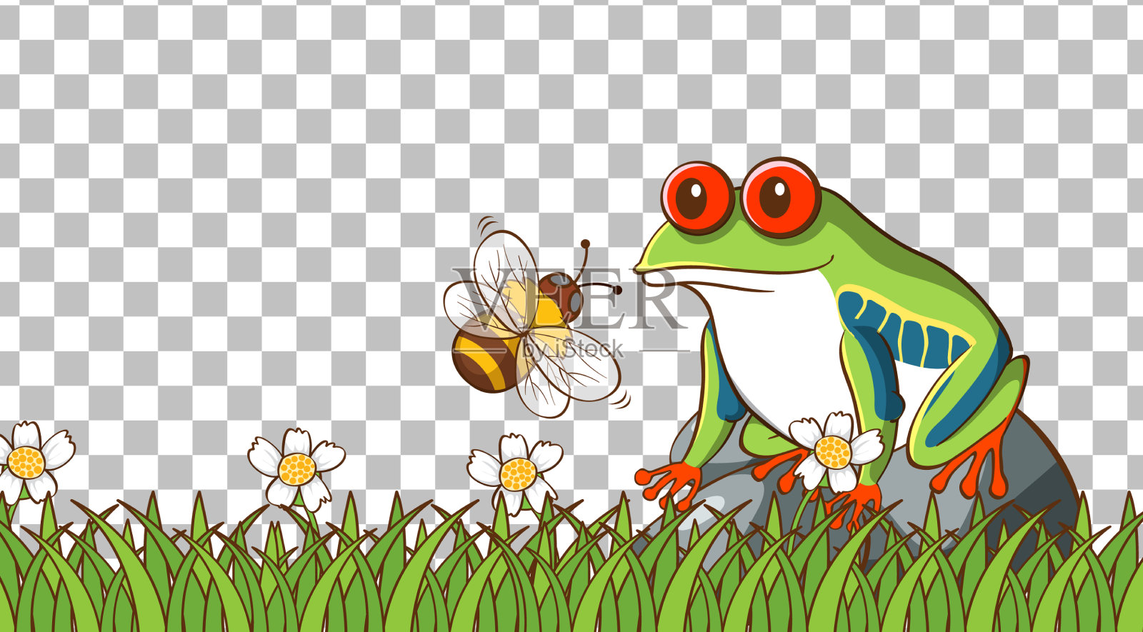 青蛙在草地上透明的背景插画图片素材